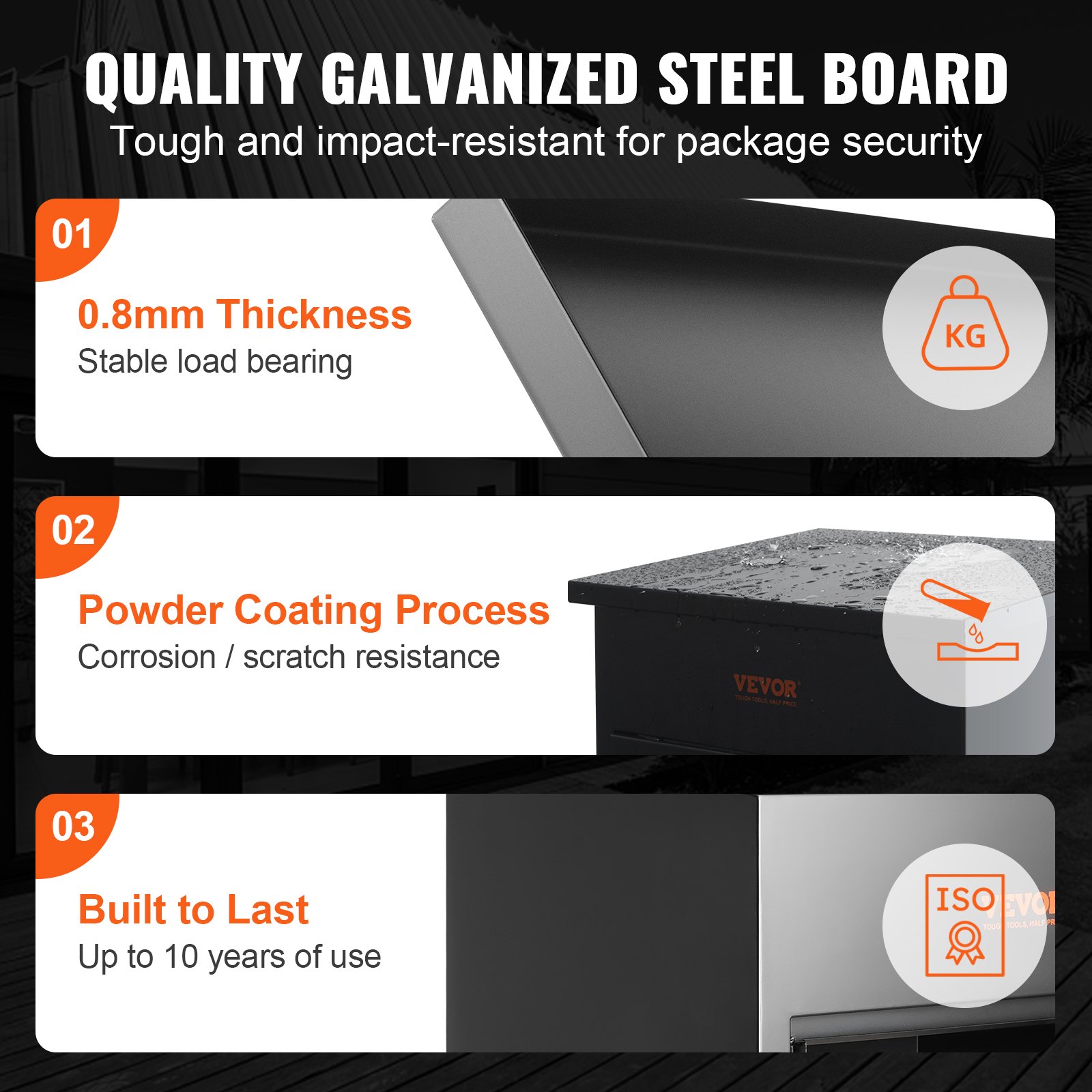 Mailboxes For Outside 17.3"x13.8"x22.8", Galvanized Steel Package Delivery — image 2