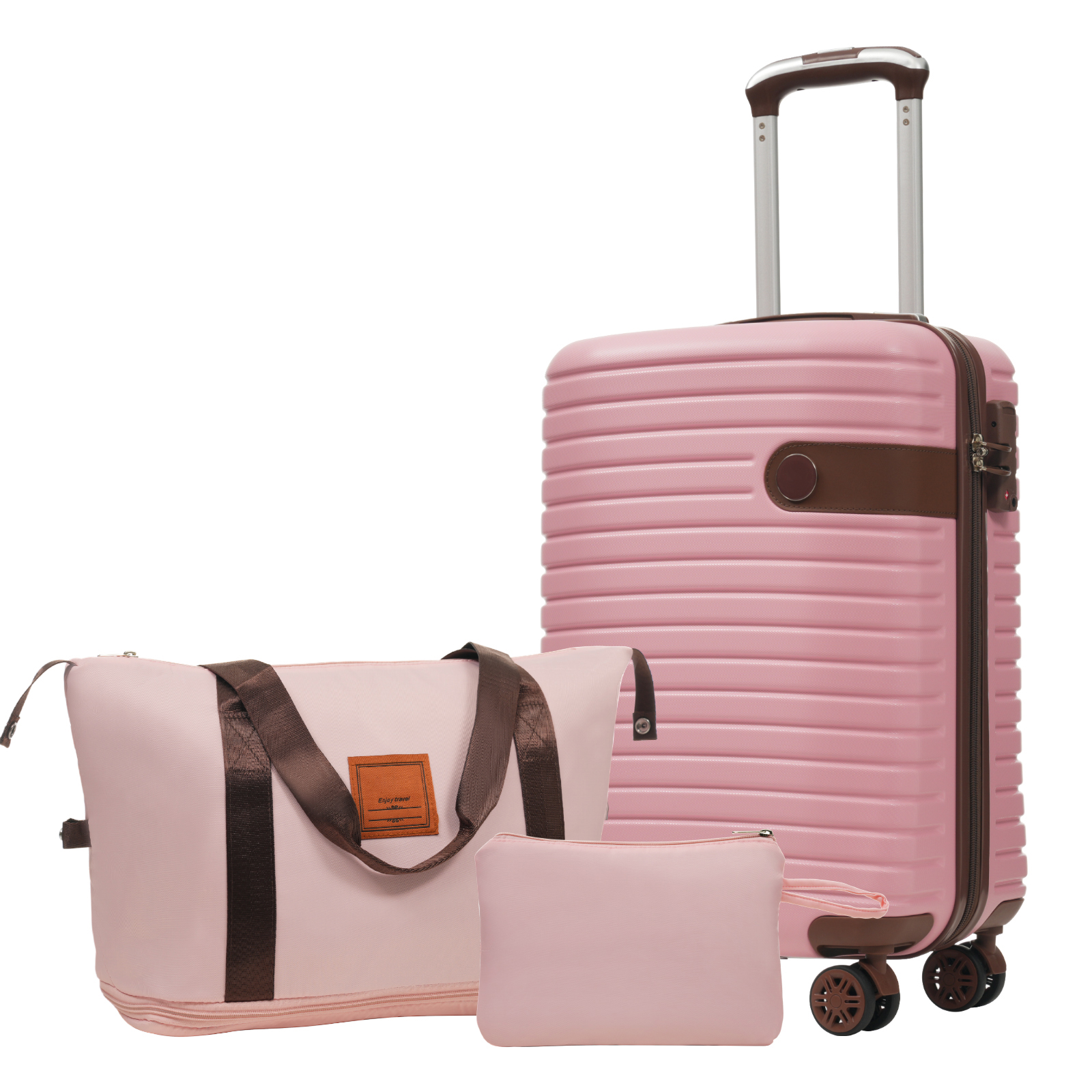 Set Carry On 20" Pink Hardshell Abs Spinner Wheels Tsa Lock 