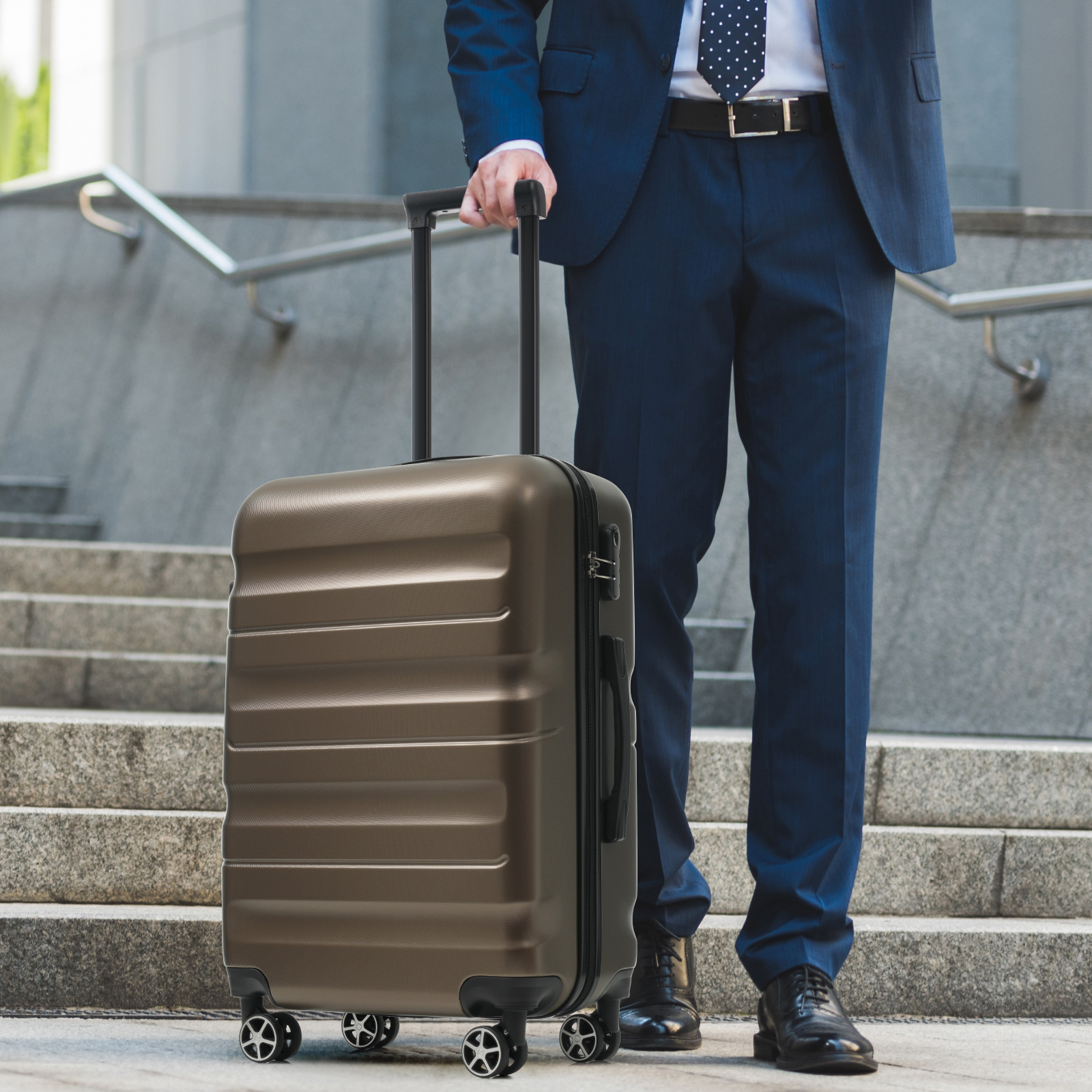 Hardshell ABS Luggage Set, 24-Inch Checked Suitcase With Spinner Wheels, Lightweight Travel Luggage With 2 Packing Cubes For Men  Women