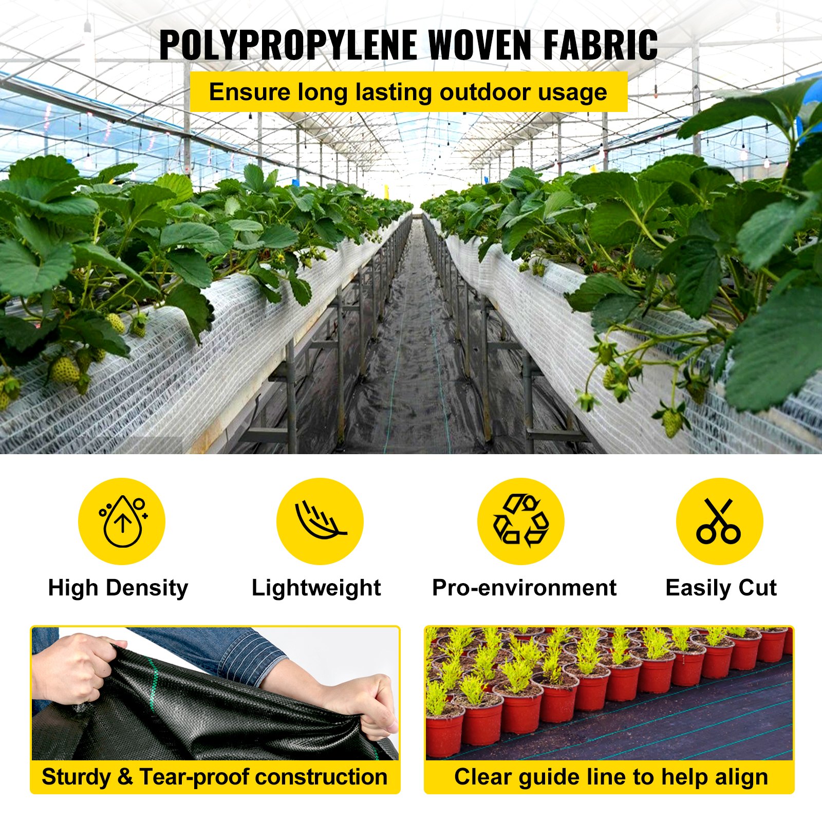 1.8 X 91.4 M Heavy Duty PP Woven Weed Barrier Landscape Ground Cover 68 G — image 3