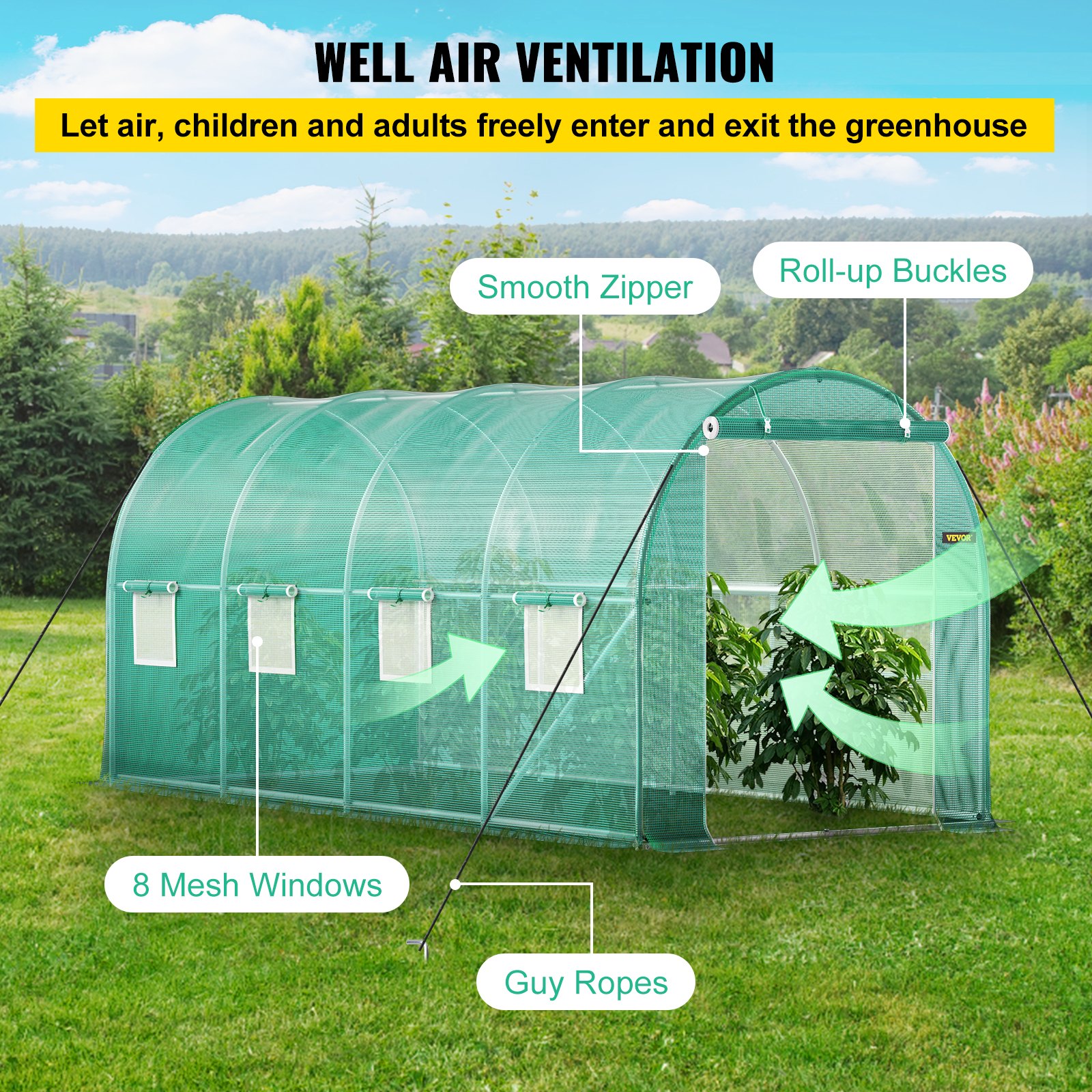 Walk-in Tunnel Greenhouse, 4.5 X 2 X 2 M /15 X 7 X 7 Ft Portable Plant House W — image 2