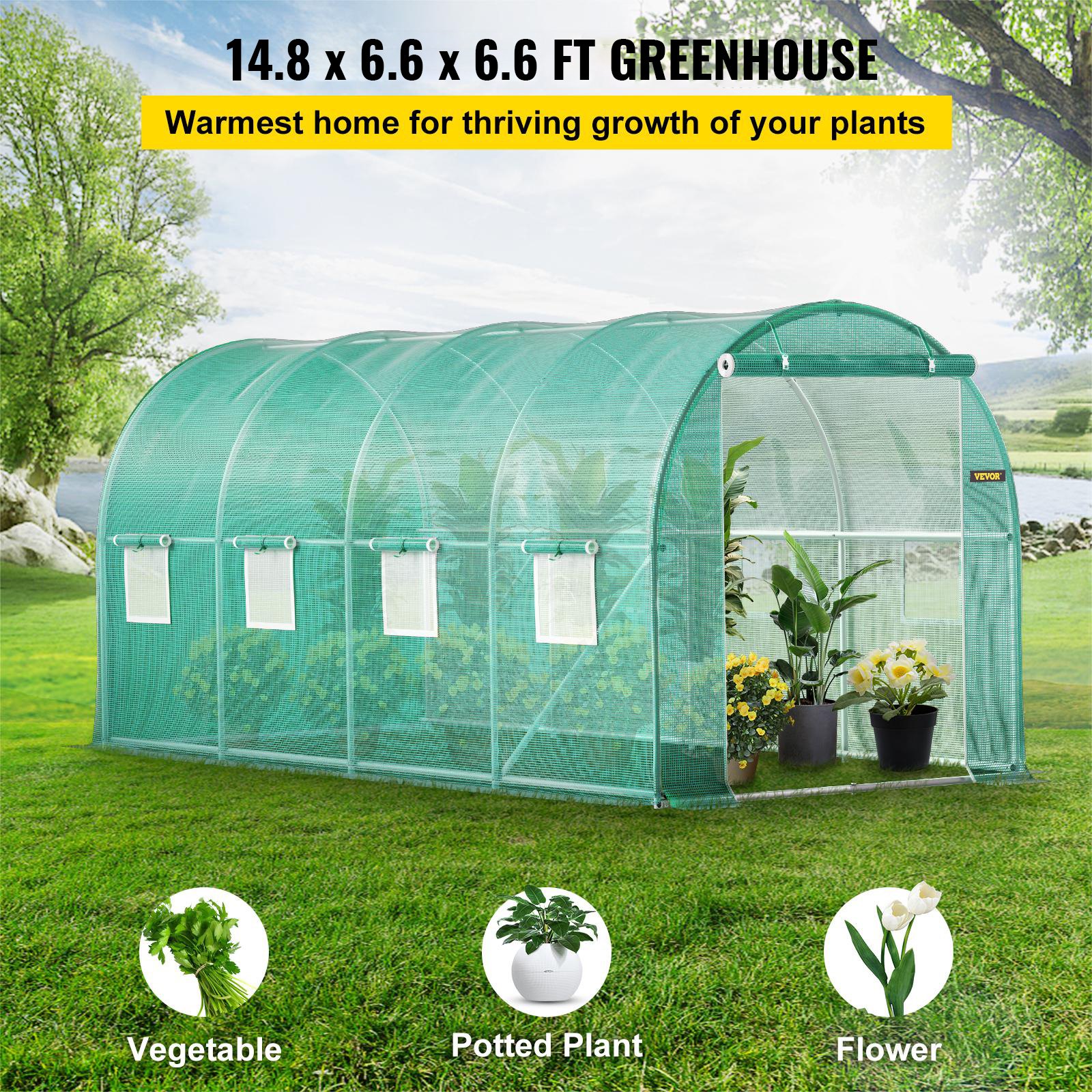Walk-in Tunnel Greenhouse, 4.5 X 2 X 2 M /15 X 7 X 7 Ft Portable Plant House W — image 4