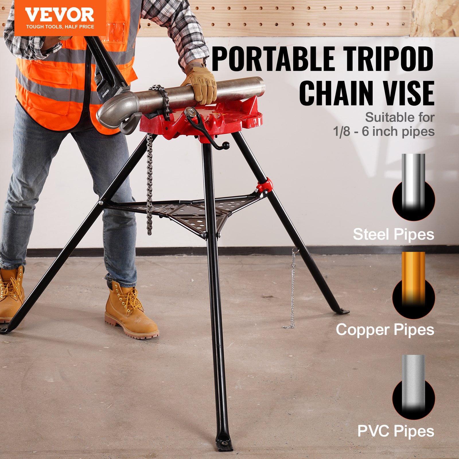 Chain Vise With Tripod Stand 3.2 To 152 Mm Pipe Capacity 600 Kg Loading — image 5