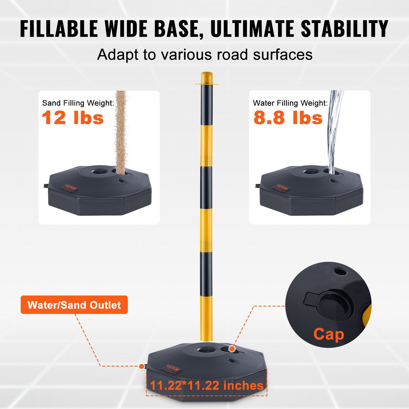 Adjustable Traffic Delineator Post Cones, 4 Pack, Safety Barrier With Fillable — image 4