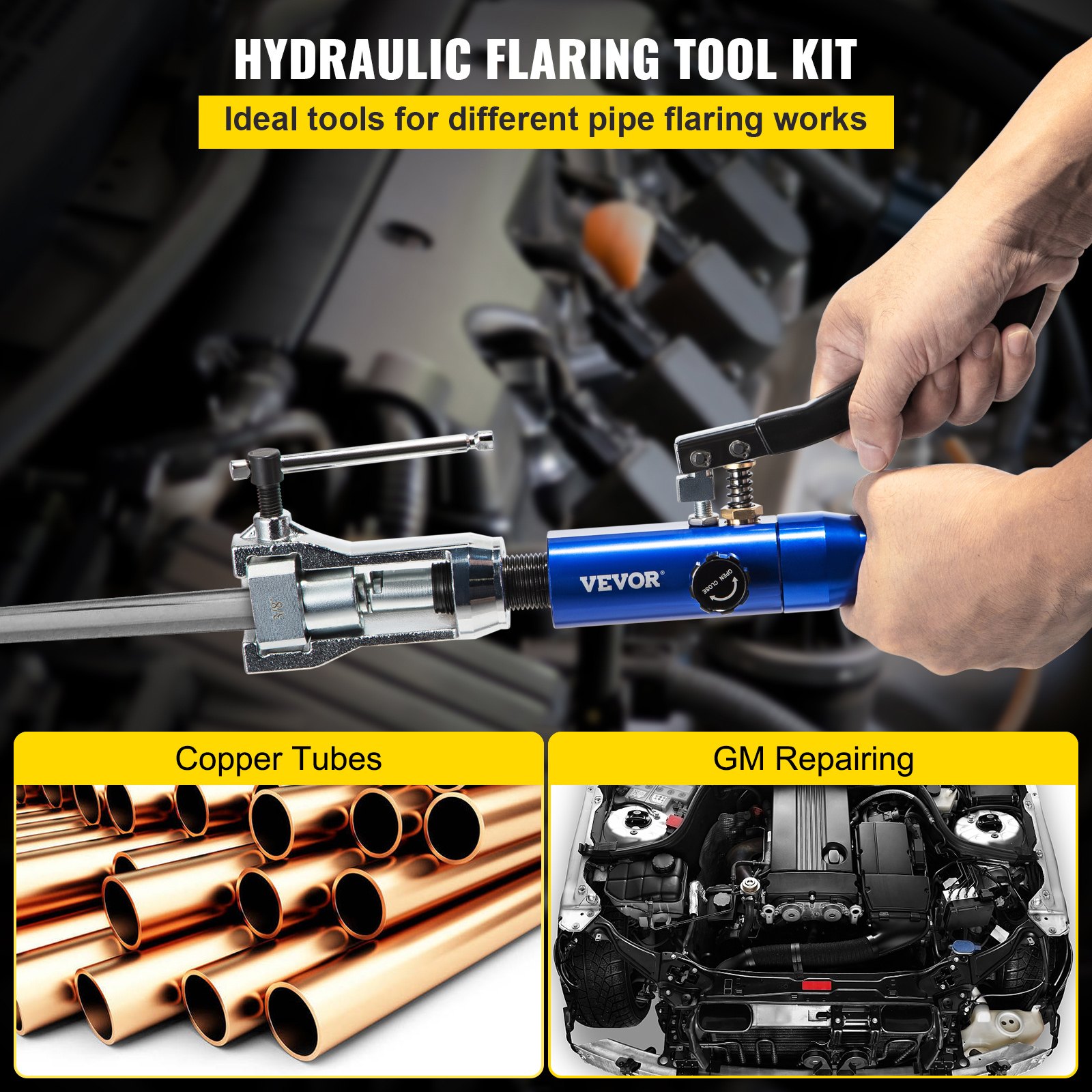 Hydraulic Flaring Tool Kit, 45° Double Brake Repair Tools For 3/16"-1/2", Flare