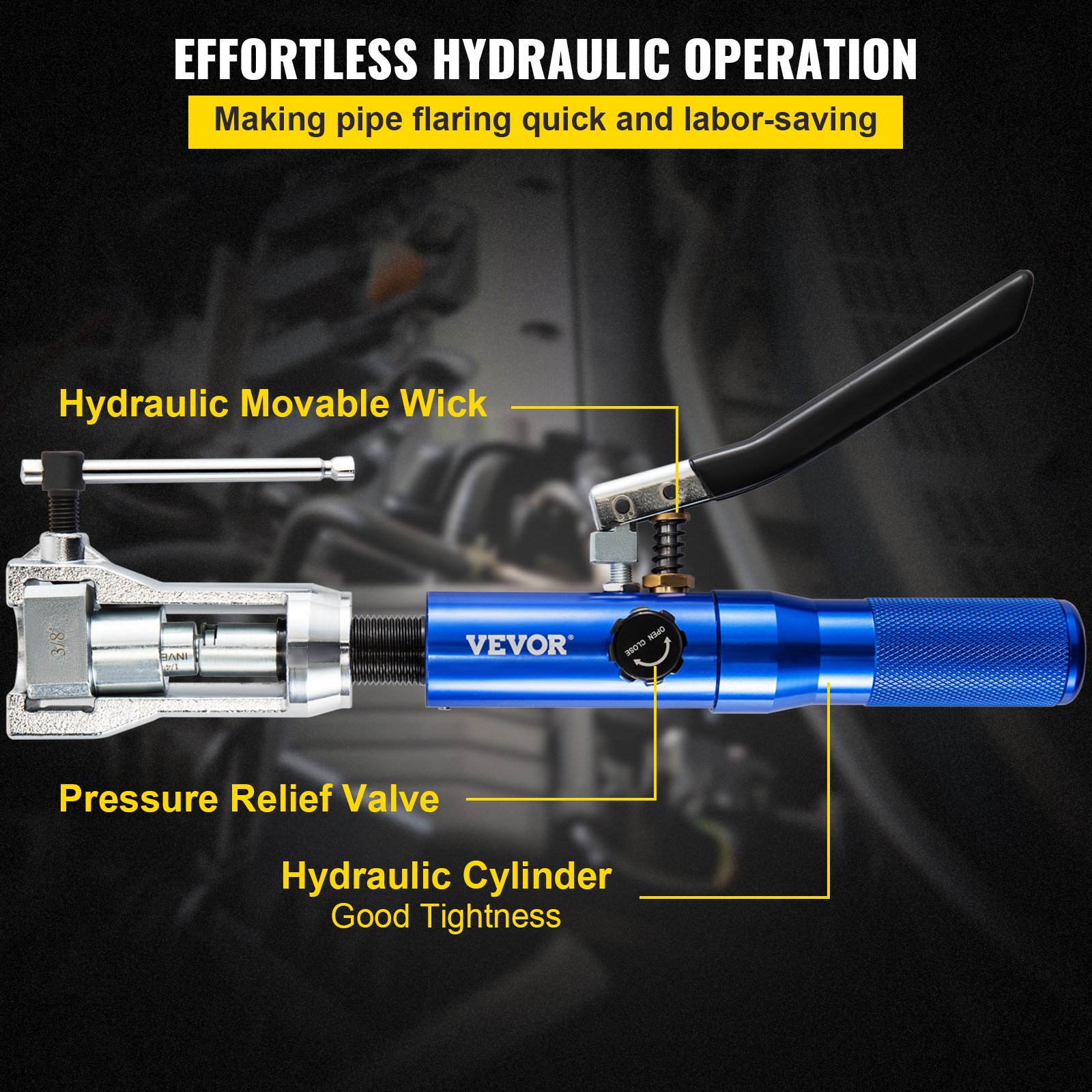 Hydraulic Flaring Tool Kit, 45° Double Brake Repair Tools For 3/16"-1/2", Flare — image 4