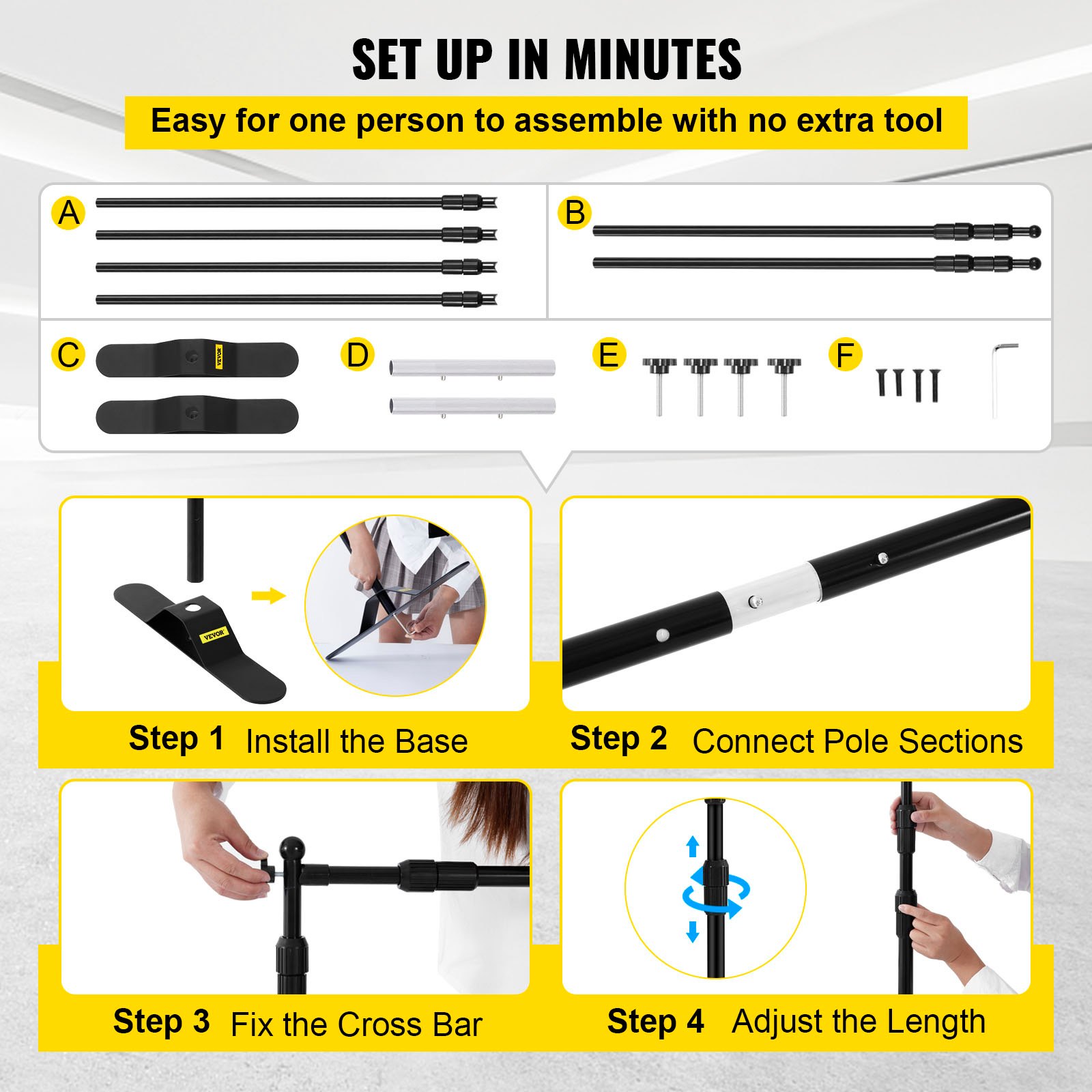 243.8 Cm Backdrop Banner Stand Step And Repeat Adjustable Telescopic — image 5