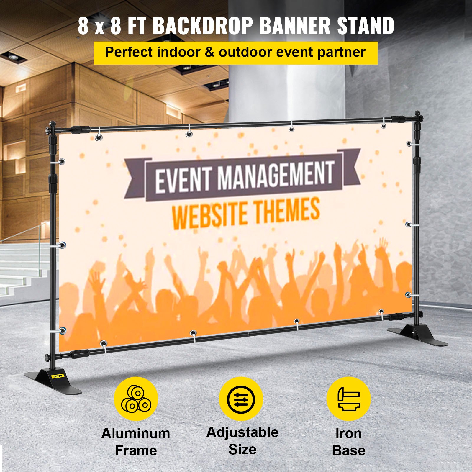 243.8 Cm Backdrop Banner Stand Step And Repeat Adjustable Telescopic — image 2