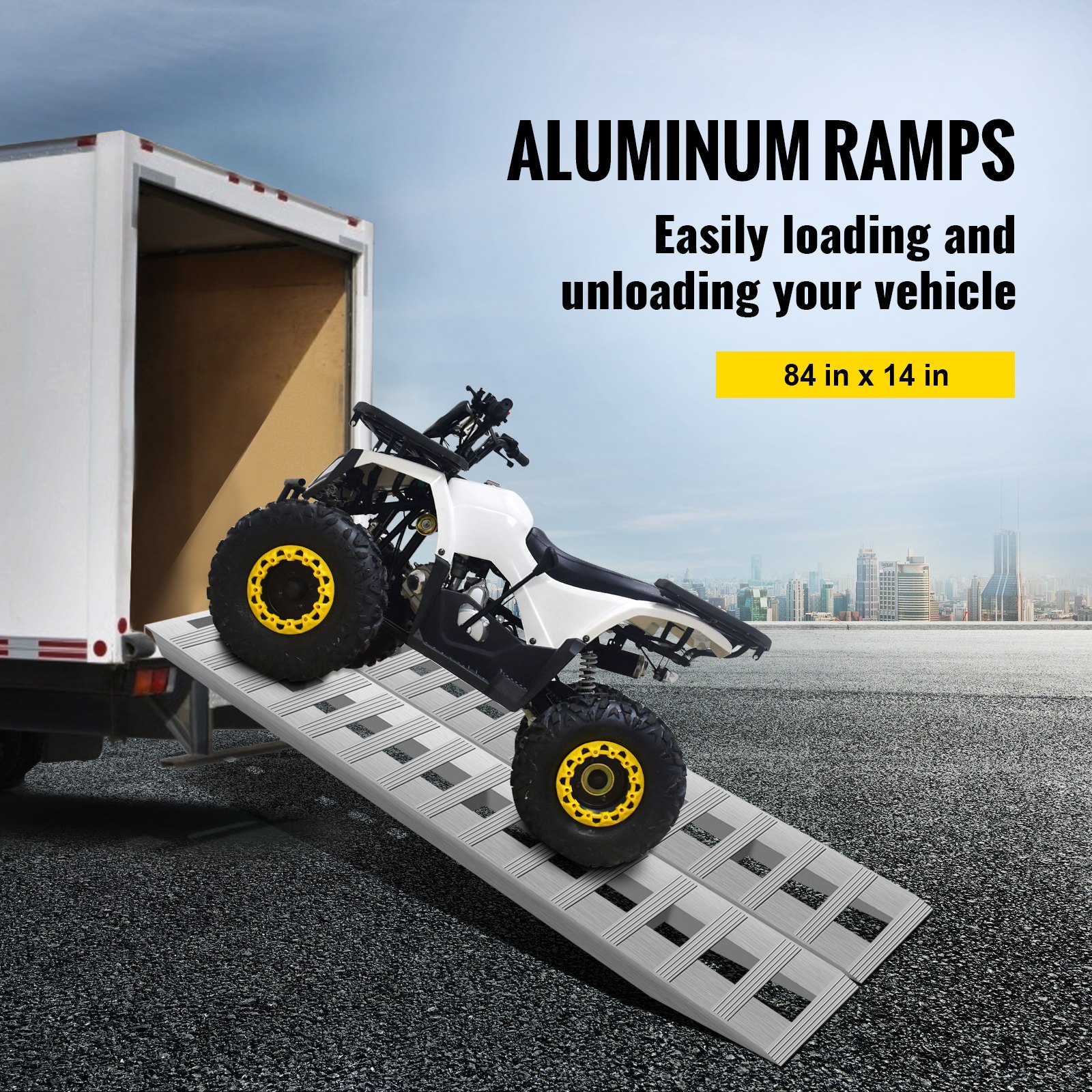 213.4 Cm X 35.6 Cm Aluminum Loading Ramps 2721.6 Kg Car Trailer Truck Hook End — image 3