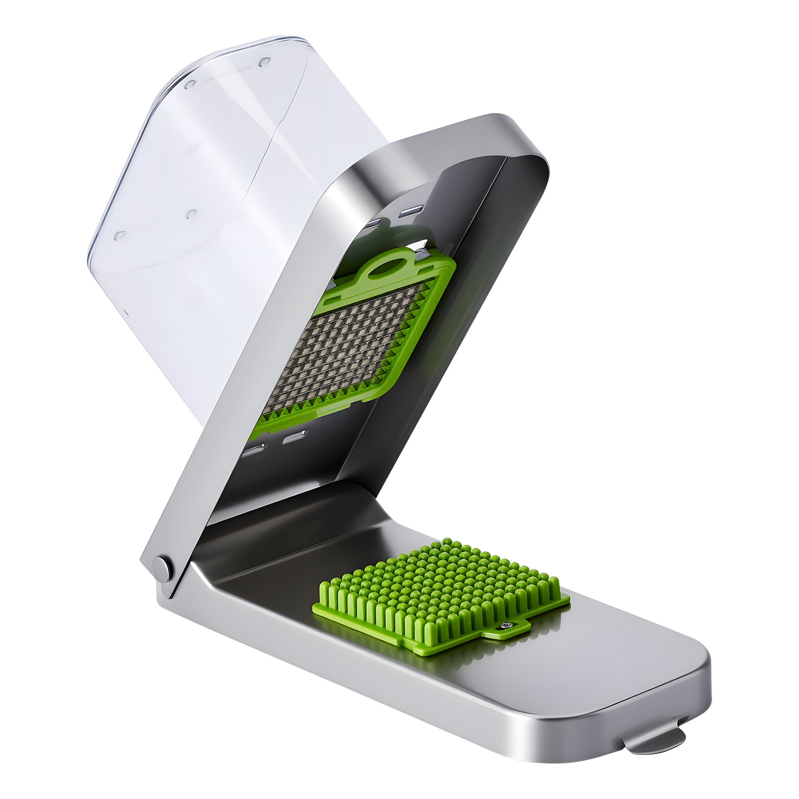 Vegetable Chopper, Food Veggie Cutter With 3 Stainless Steel Blades, Onion Slicer With Container, Salad Potato Dicer Kitchen Gadgets & Essentials Home Appliances Tools For Easy DIY, Silver