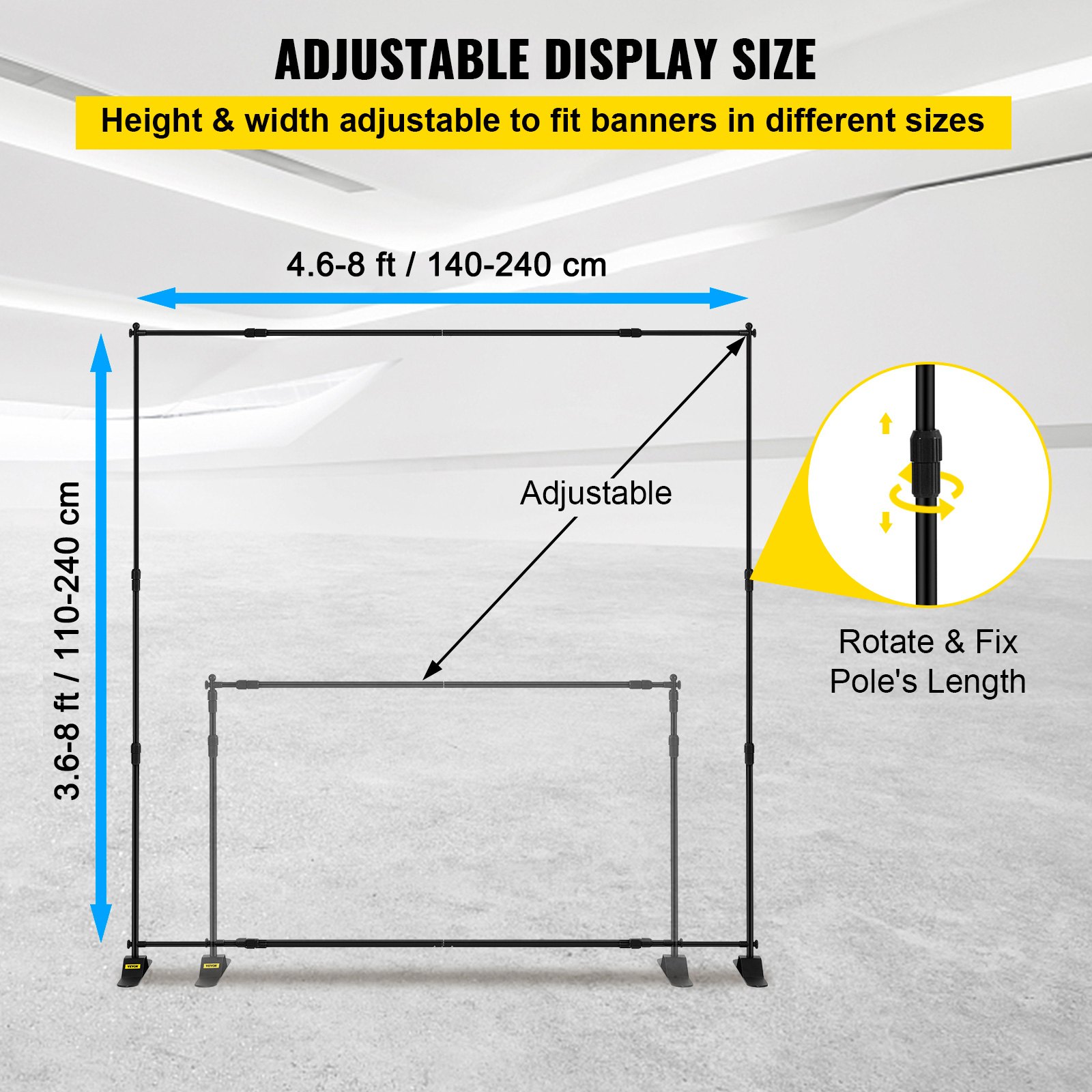 243.8 Cm Backdrop Banner Stand Step And Repeat Adjustable Telescopic — image 3