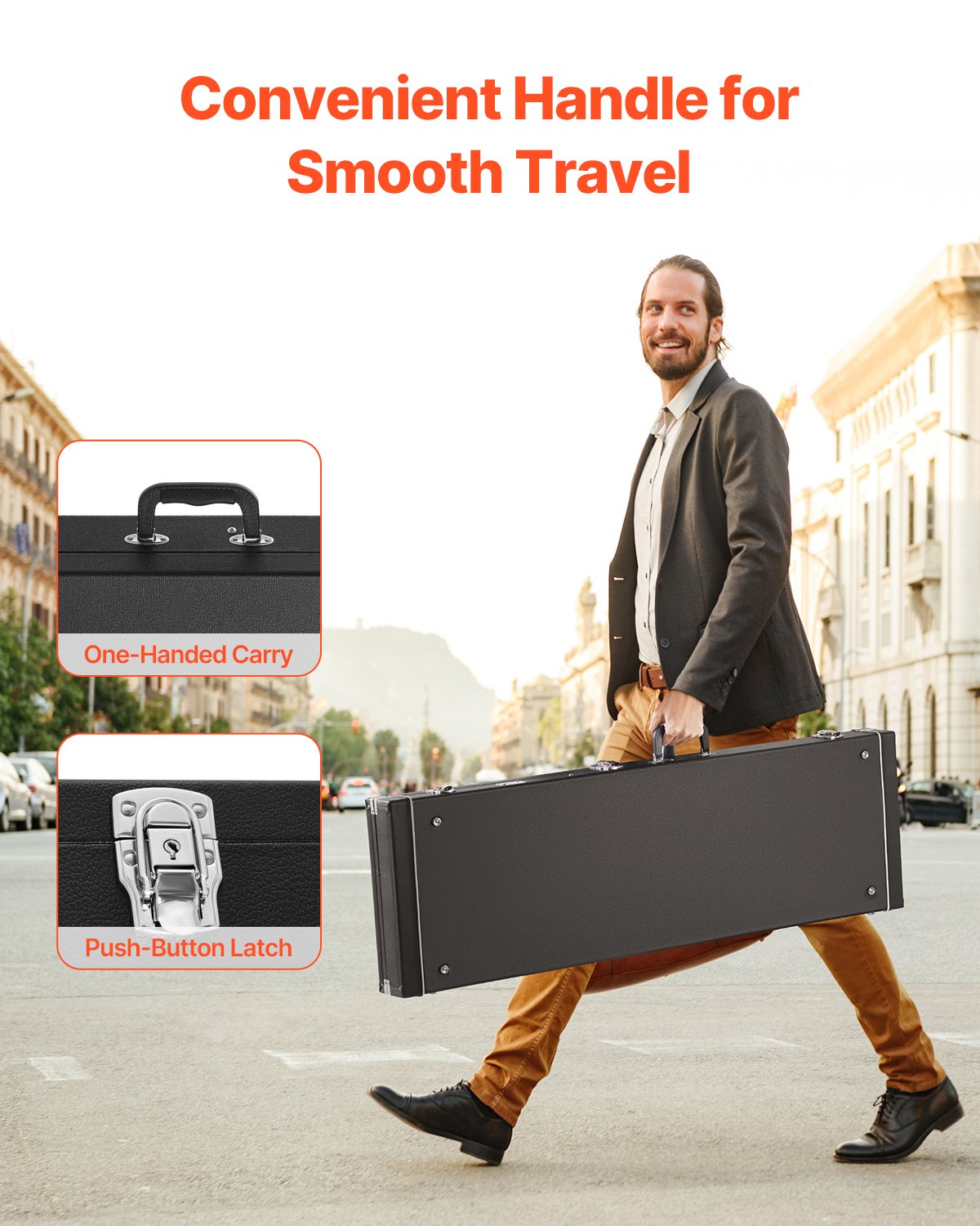 Bass Guitar Hard Case, 48.03 In Rectangular With Lock Latch Keys Handle, PVC — image 4