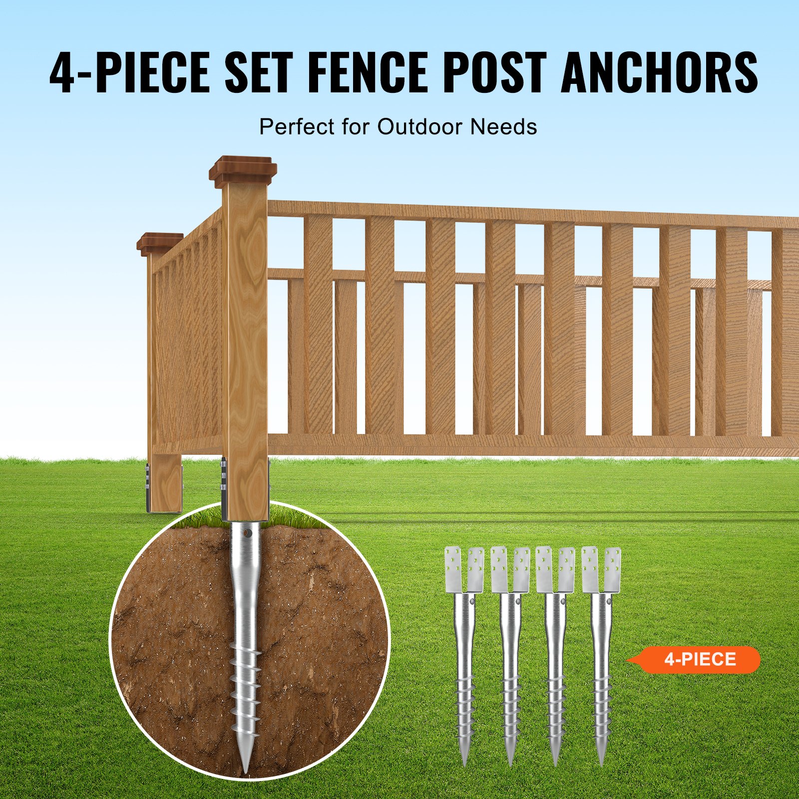No Dig Ground Anchor, 4 Pack 3.94 X 2.76 X 27.56 In/10 X 7 X 70 Cm DIY Screw — image 5