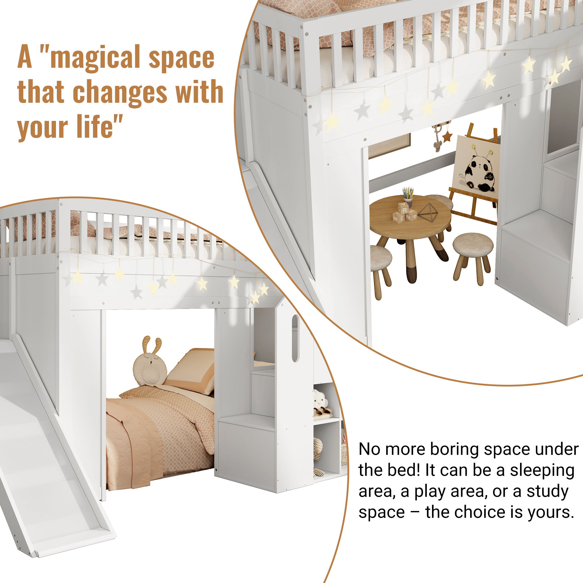Bunk Bed, Loft 3ft Children's 90x190cm With Fall Protection And Storage Stairs — image 5