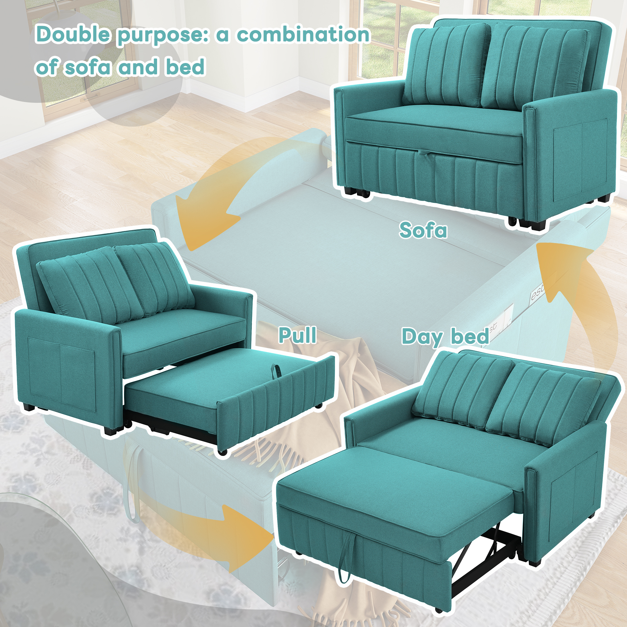 Multifunctional Folding Sofa Bed With Sleeping Function, Daybed, Sofa, Ideal For Small Spaces, Suitable For Home Or Dormitories, Adjustable Backrest, 180 X 127 Cm Comfortable Sofa Bed. 09d43571 5b22 439a A840 Dbe77c12de1d