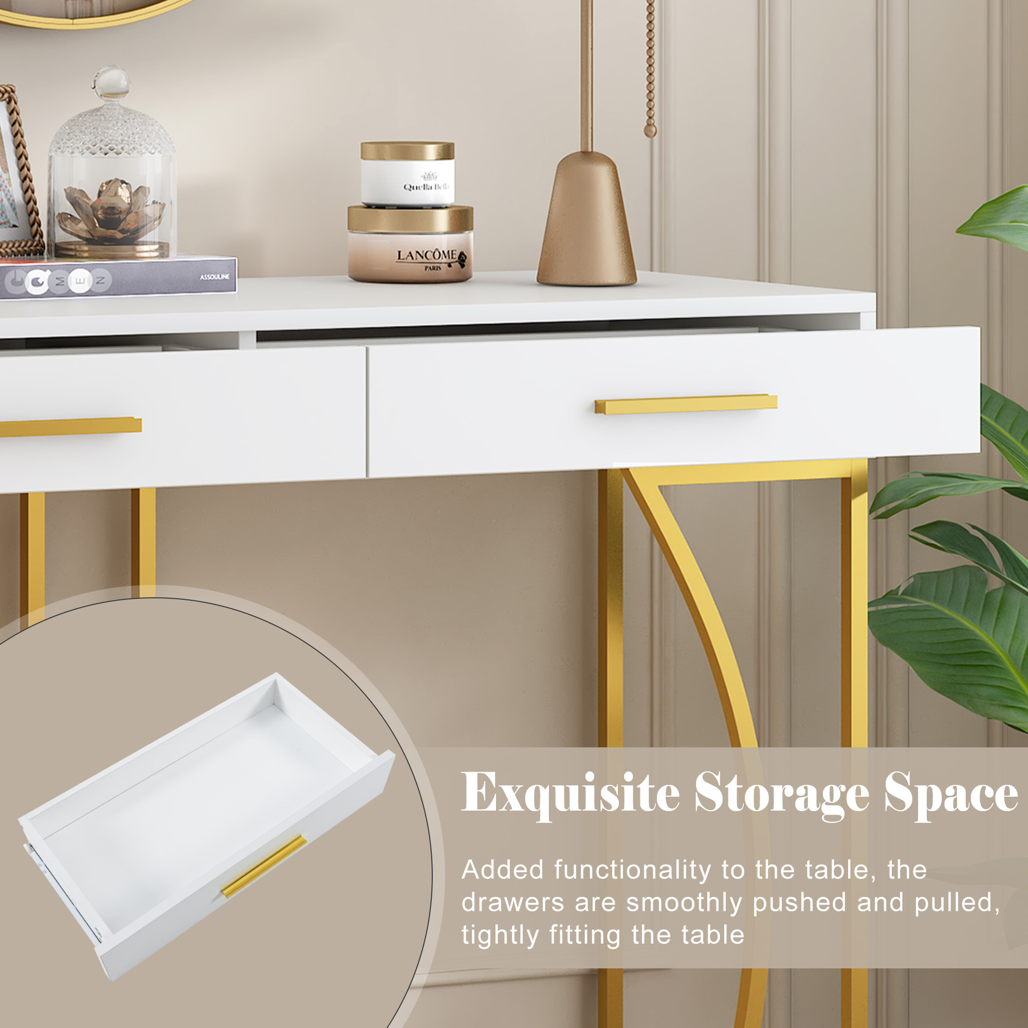 Console Table, Hallway With 2 Drawers, Light Style Side Sofa 110x32x85 Cm — image 6