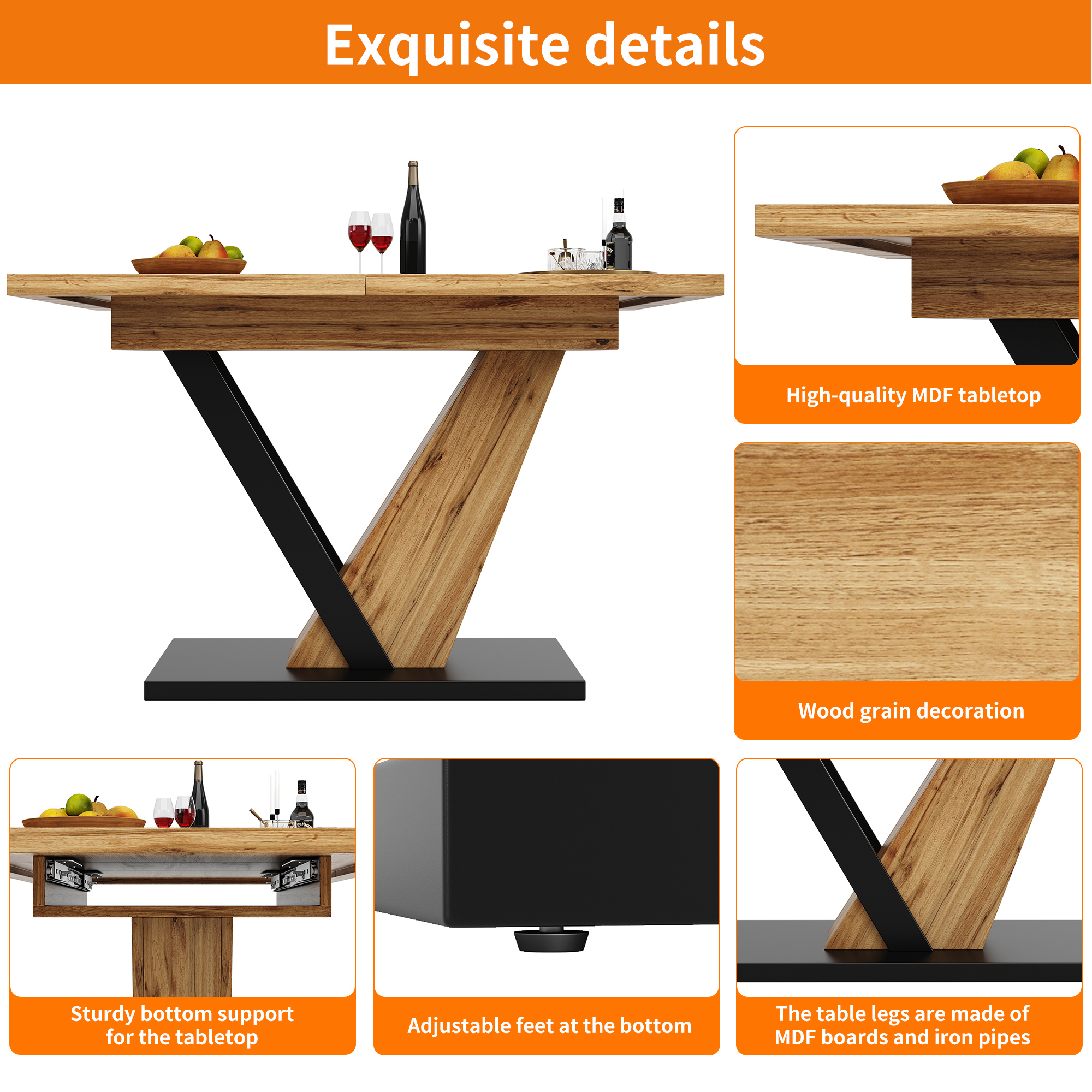 Extendable Dining Table 120 160 X 75 X 75.5 Cm Kitchen Extends To Cm, Suitable — image 3