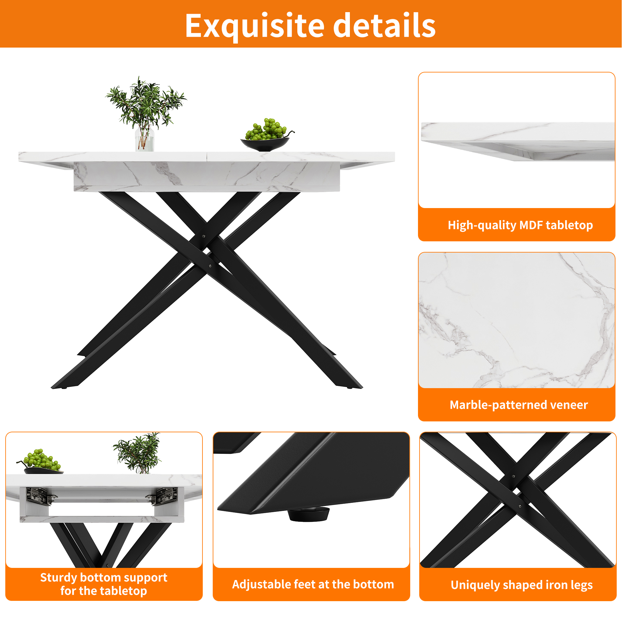 Dining Table Telescopic 120 160 Cm Extendable Space-saving Kitchen Black — image 3
