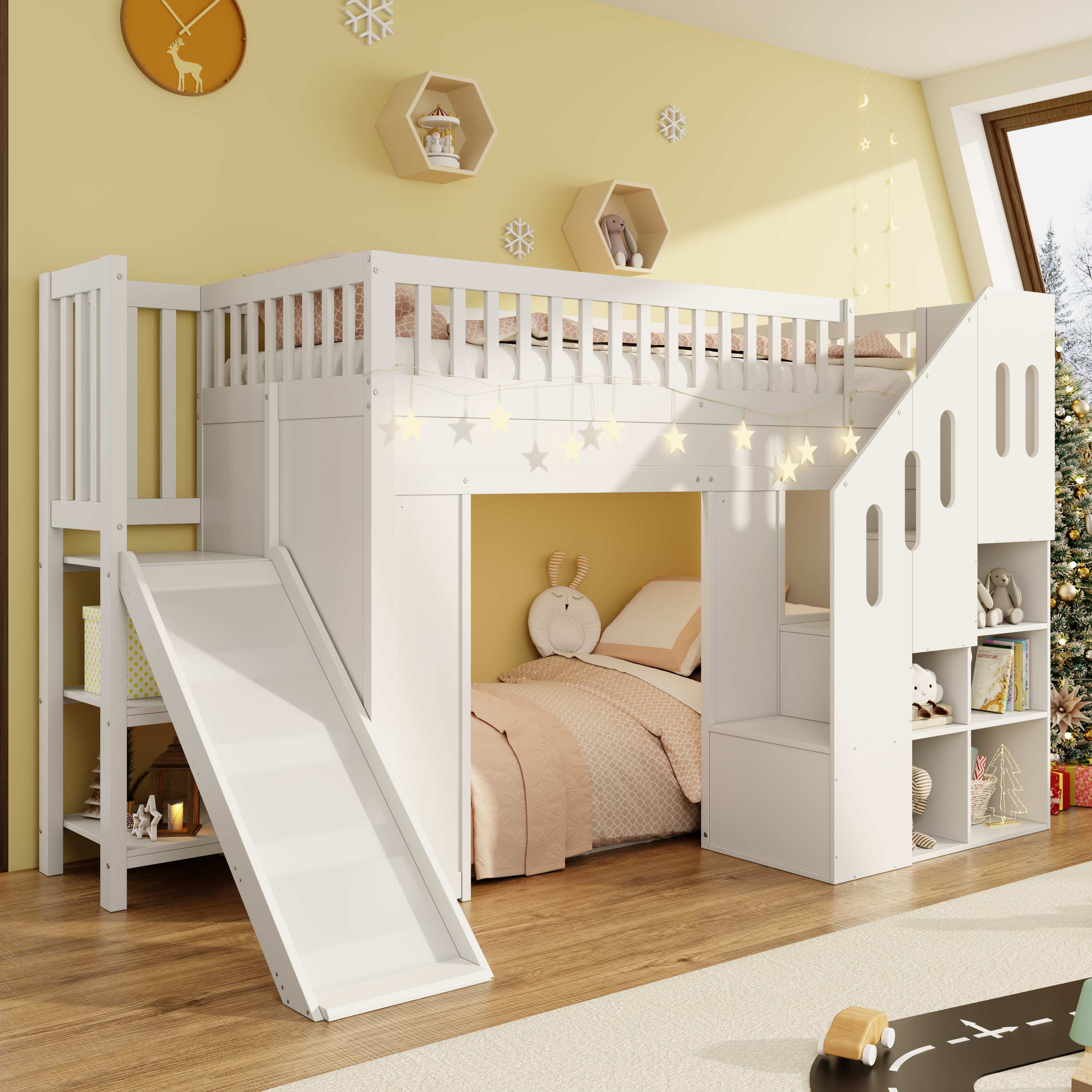 Bunk Bed, Loft 3ft Children's 90x190cm With Fall Protection And Storage Stairs — image 6
