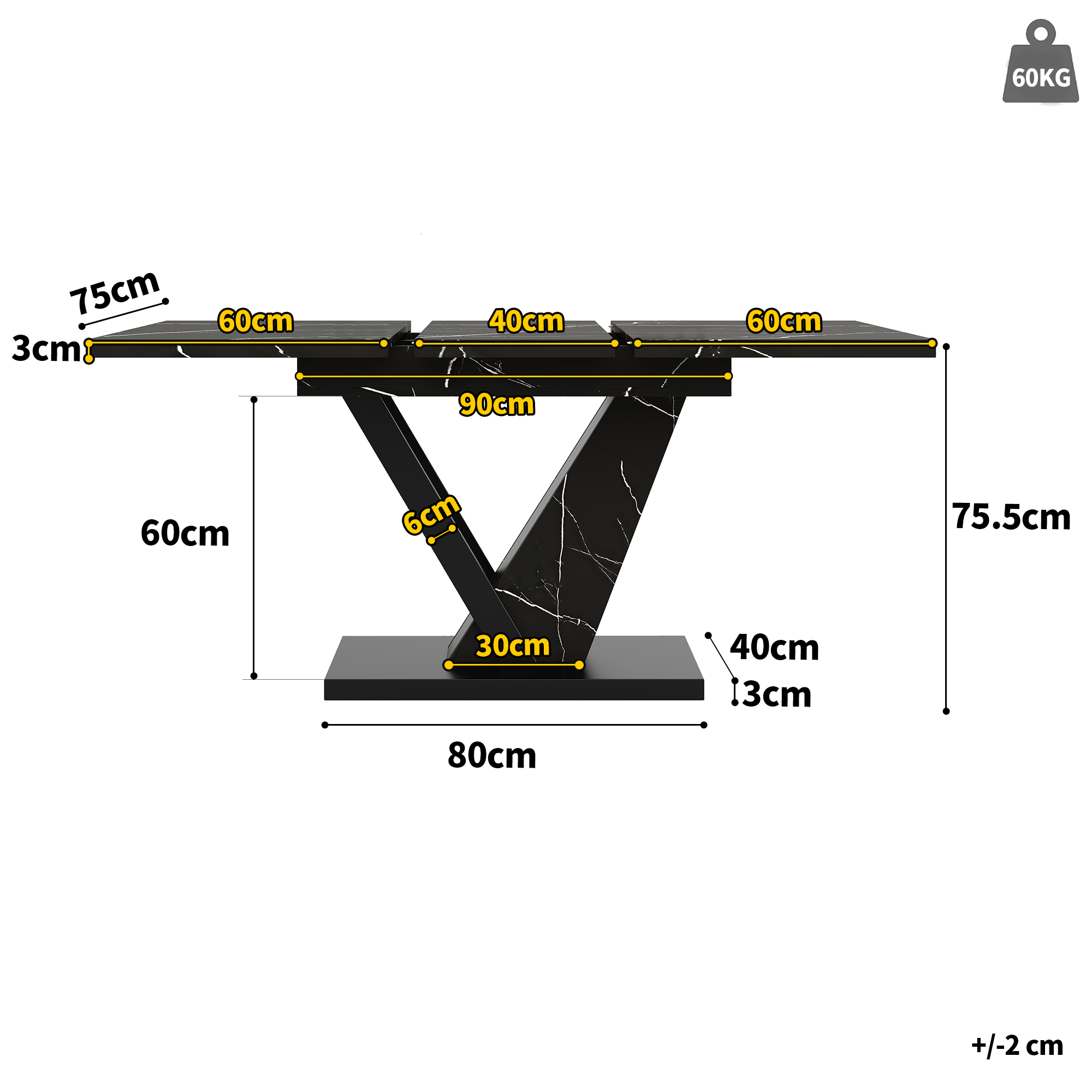 Dining Table Telescopic 120-160x75cm, Extendable To 120-160cm With The Aid — image 6