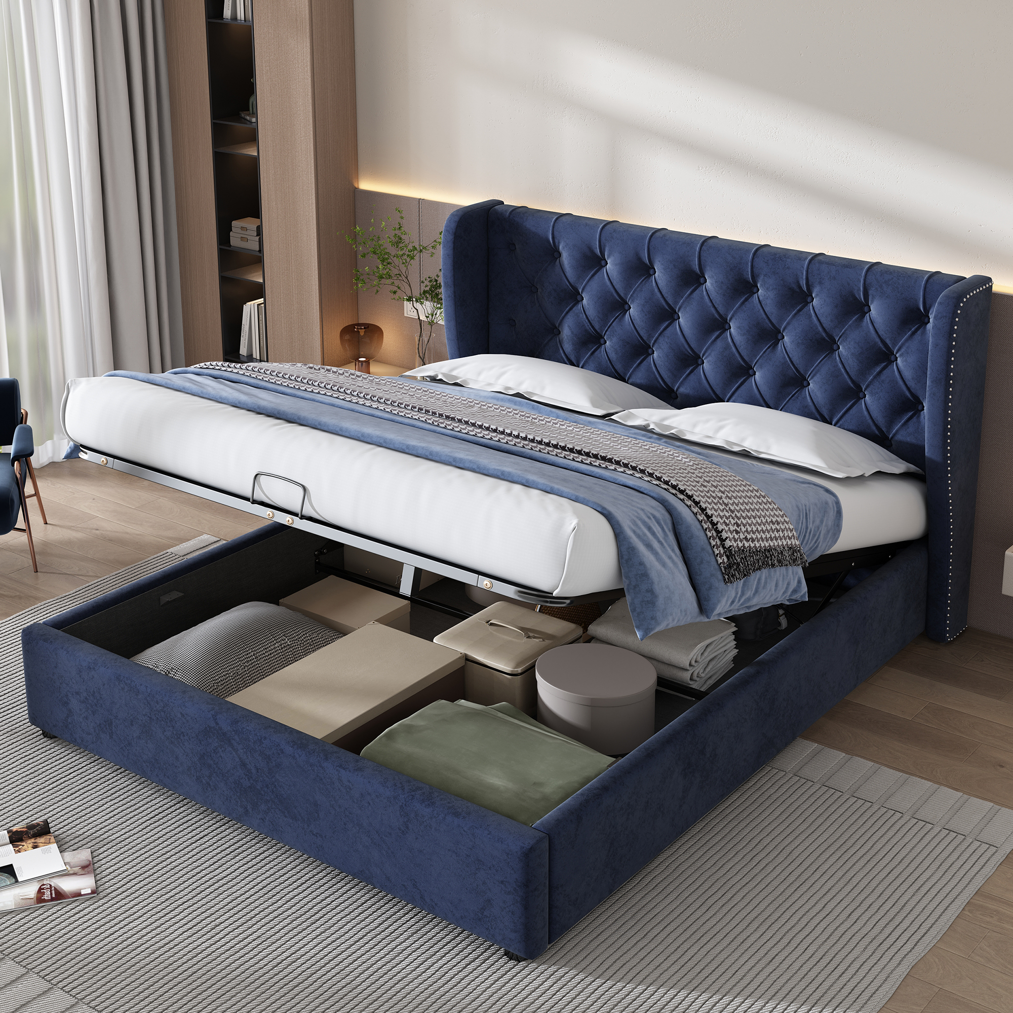 Upholstered Bed, With Hydraulic Lever, Functional From Storage, 135 X 190 Cm — image 4