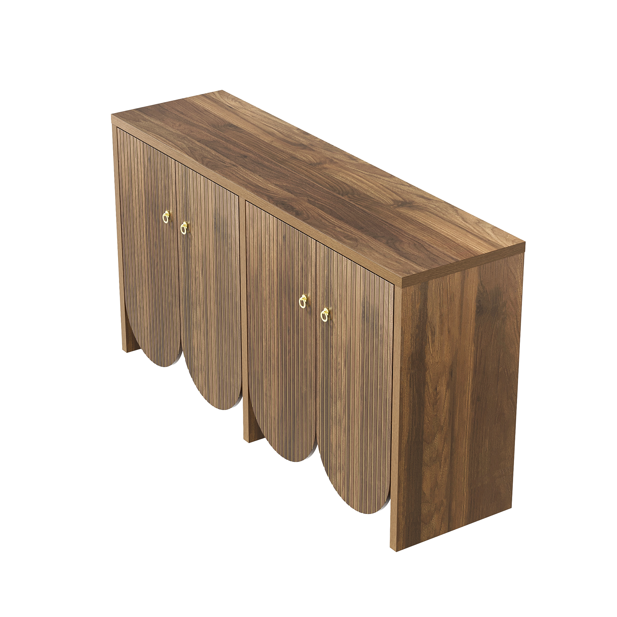 Elegant Sideboard In Walnut Look 147X40X80 Cm With 4 Doors Adjustable Shelves Aluminum Handles Versatile Storage Cabinet For Living Room, Dining Room Hallway 539e2e30 1673 4c87 A187 4a887c43cee5