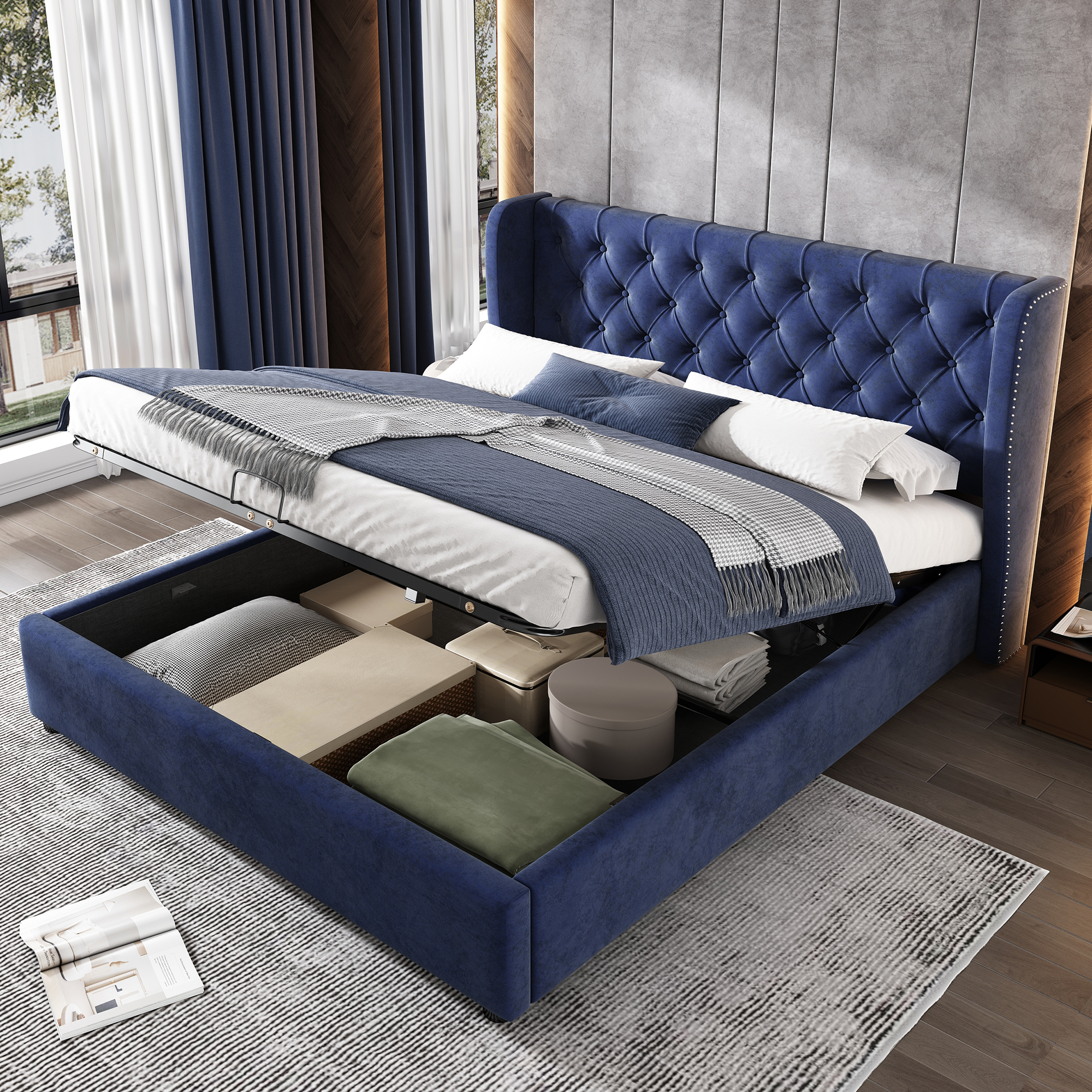 Upholstered Bed, With Hydraulic Lever, Functional From Storage, 135 X 190 Cm — image 6