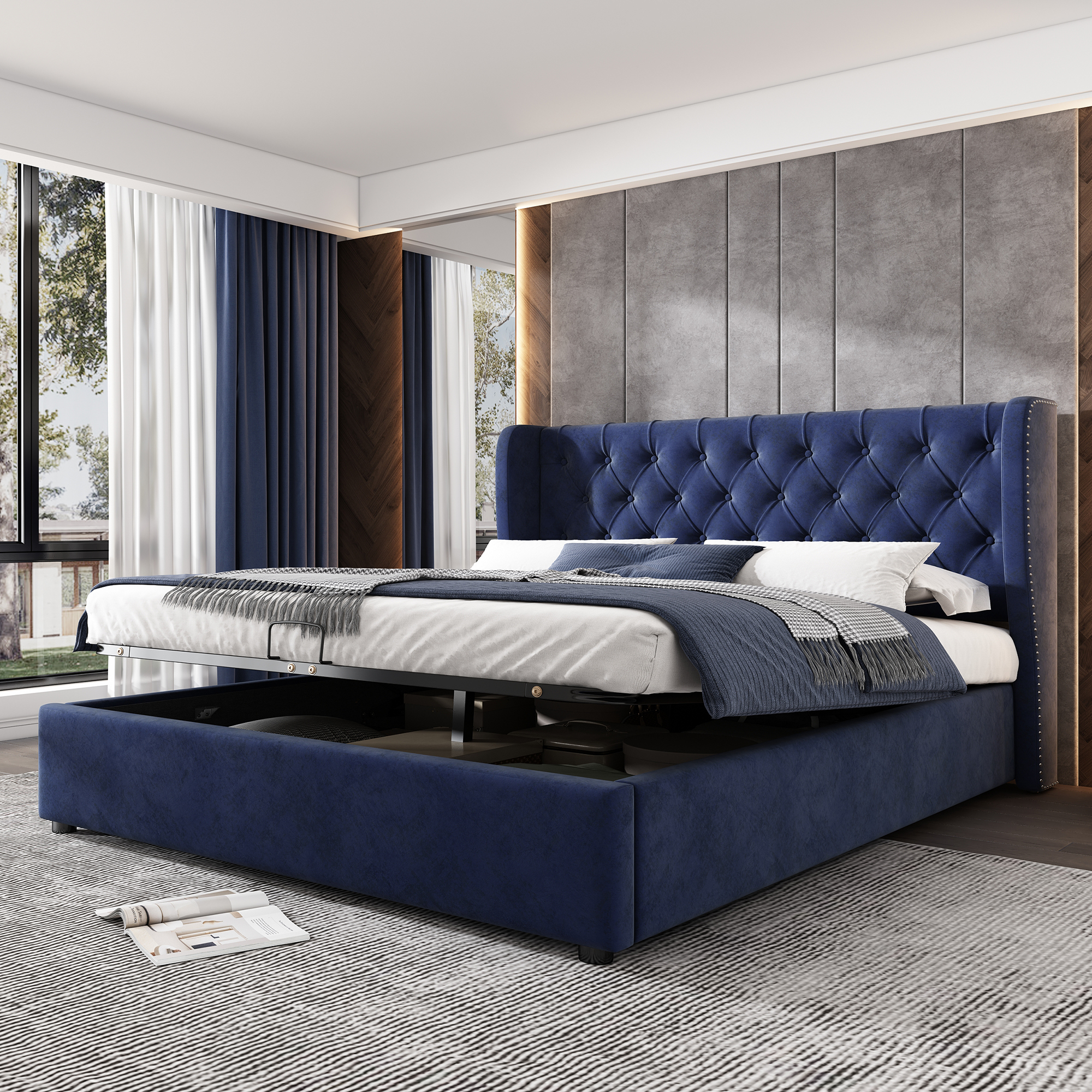 Upholstered Bed, With Hydraulic Lever, Functional From Storage, 135 X 190 Cm — image 2