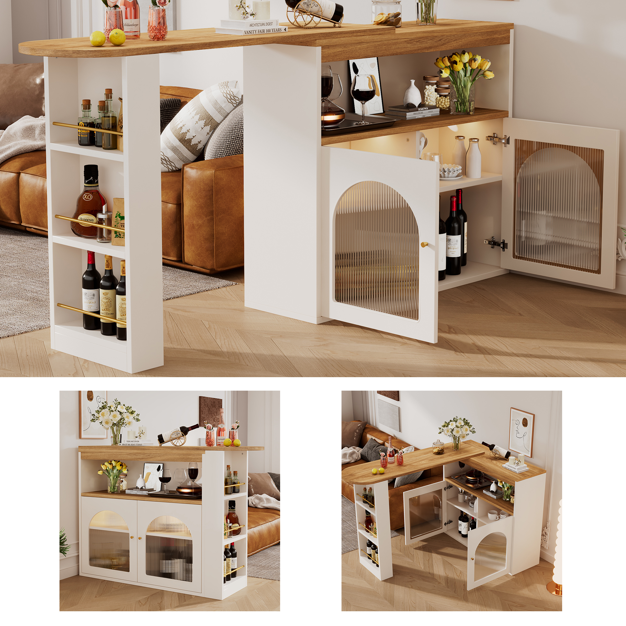 Modern Extendable Kitchen Island Table 138-193X39X105CM Extendable