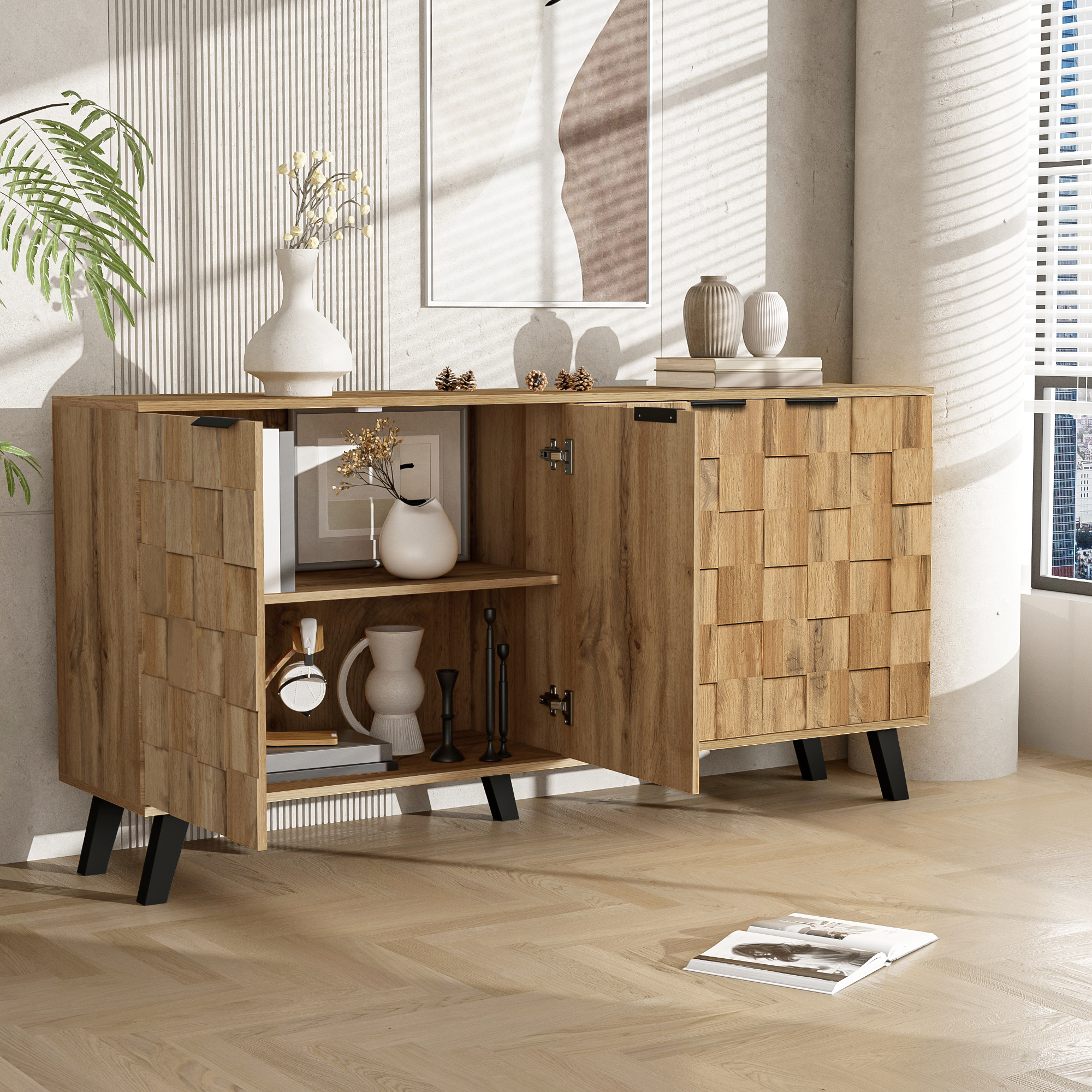 Modern Sideboard With 4 Doors, 150 X 35 X 78 Cm Practical Design For Living — image 6