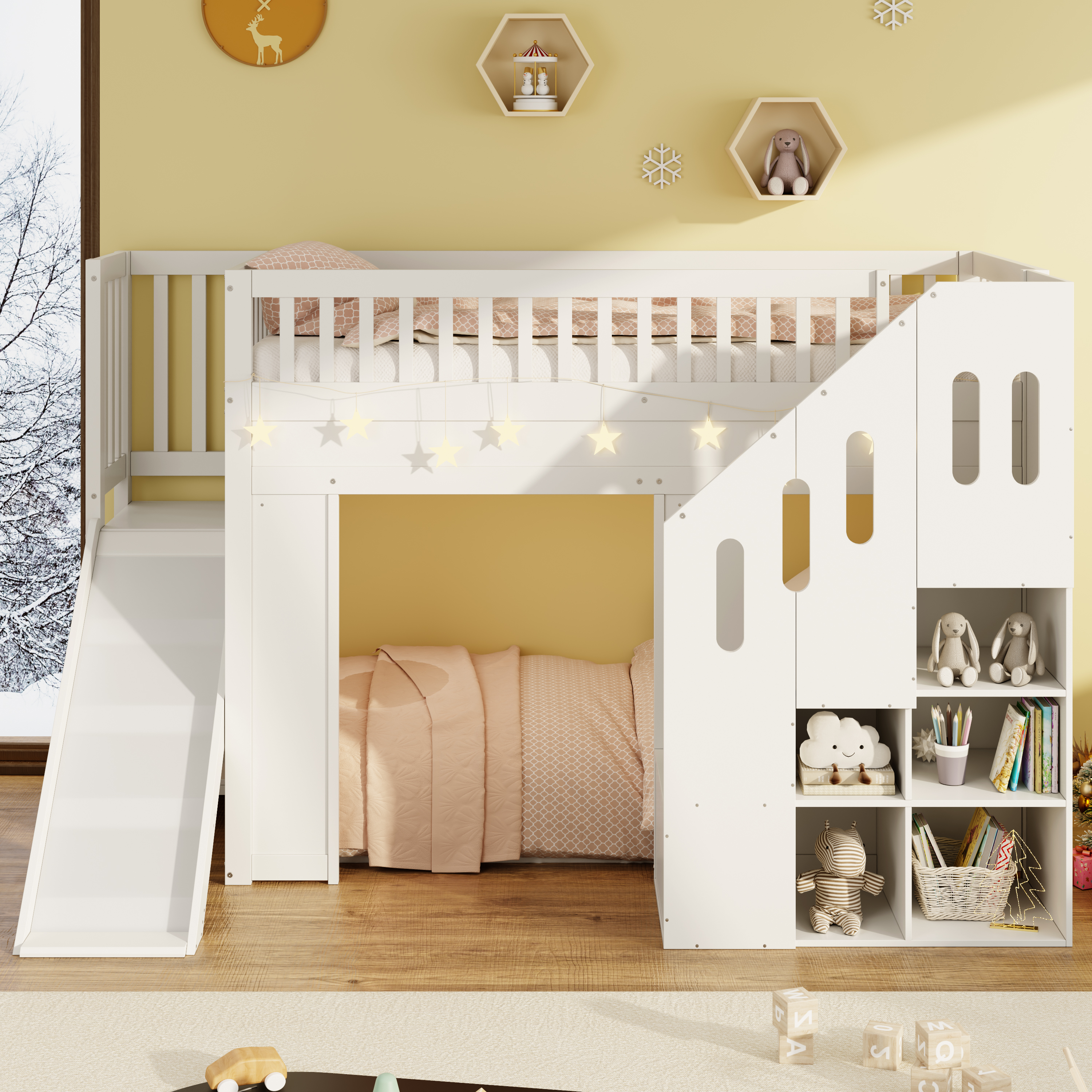 Bunk Bed, Loft 3ft Children's 90x190cm With Fall Protection And Storage Stairs — image 3