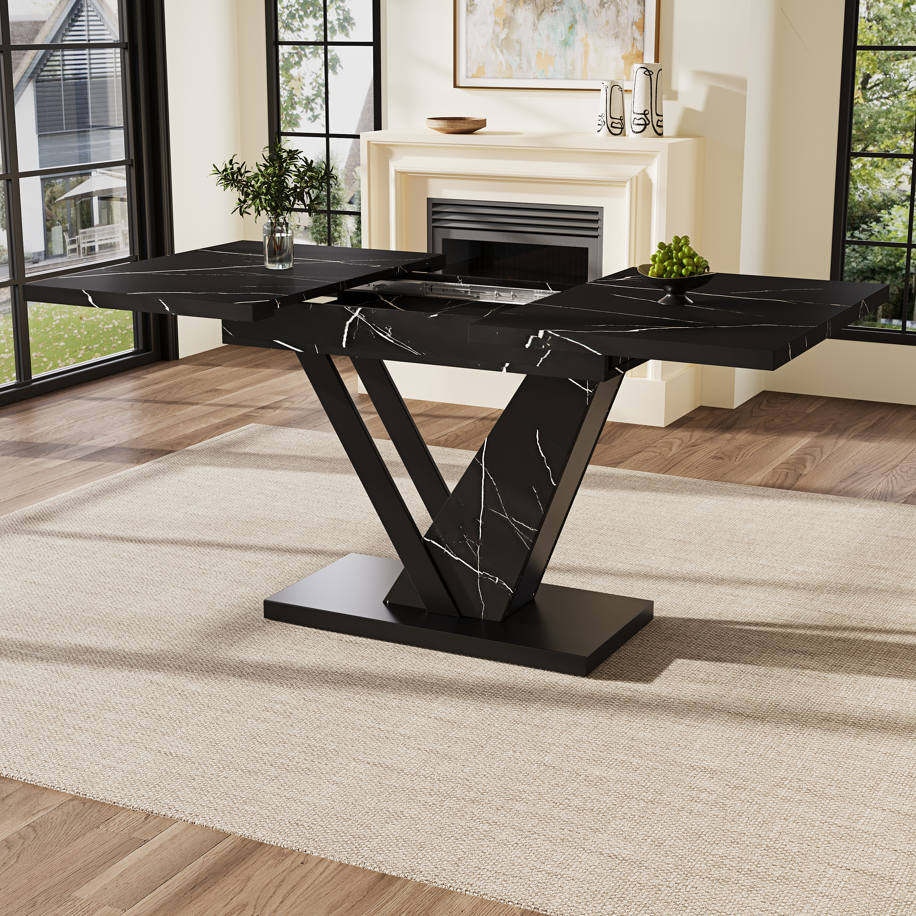 Dining Table Telescopic 120-160x75cm, Extendable To 120-160cm With The Aid