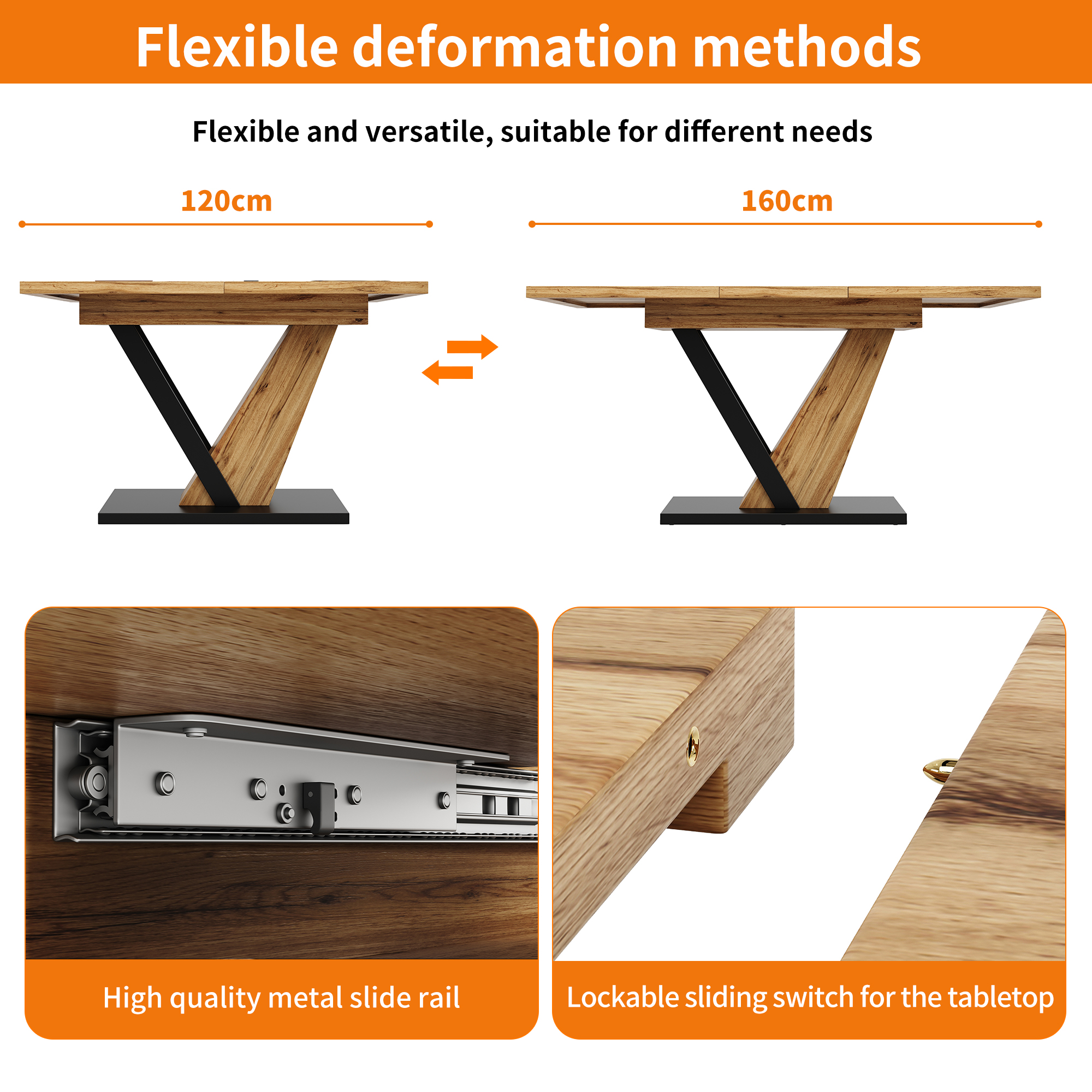 Extendable Dining Table 120 160 X 75 X 75.5 Cm Kitchen Extends To Cm, Suitable — image 2