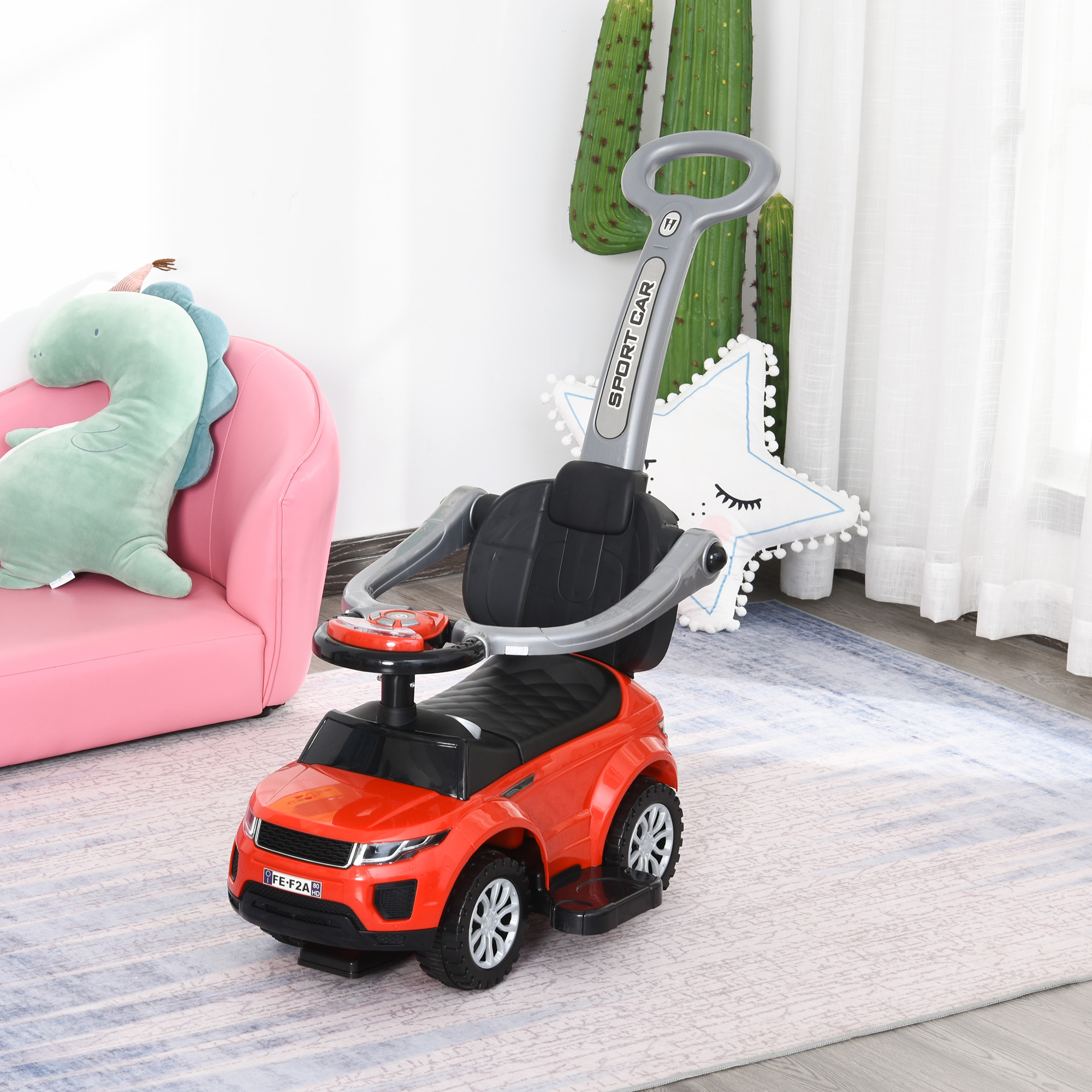 Voitures à pousser 2 en 1 pour les tout-petits, voiture coulissante avec klaxon