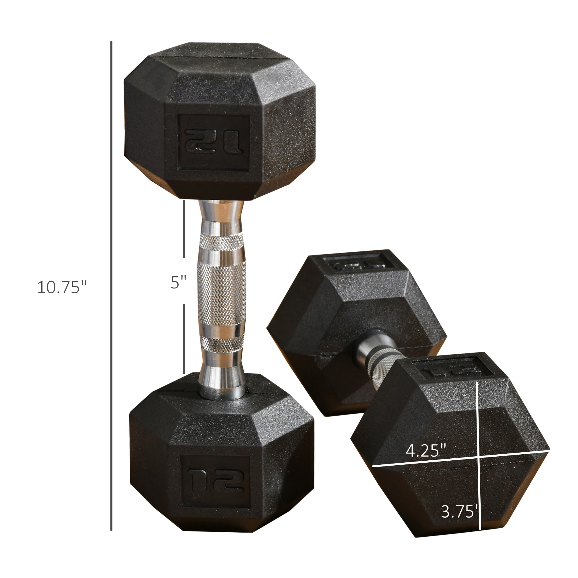 Hex Rubber Dumbbell Set For No Rolling 2