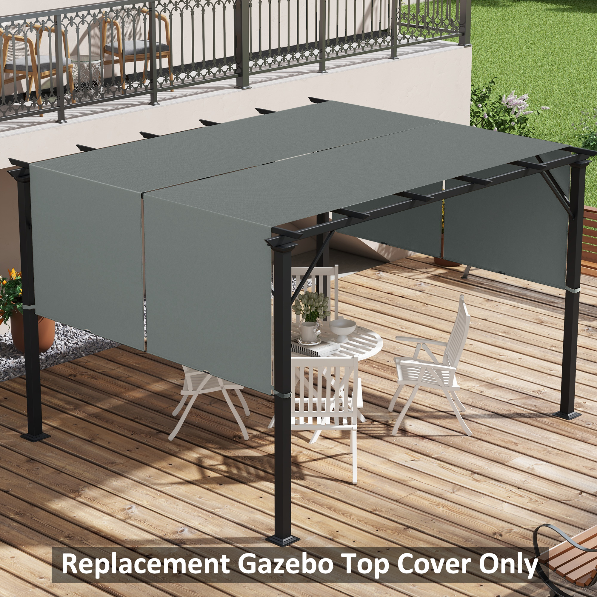 Pergola Replacement Canopy Uv Protection Shade Cover Dark Grey_voghion.com