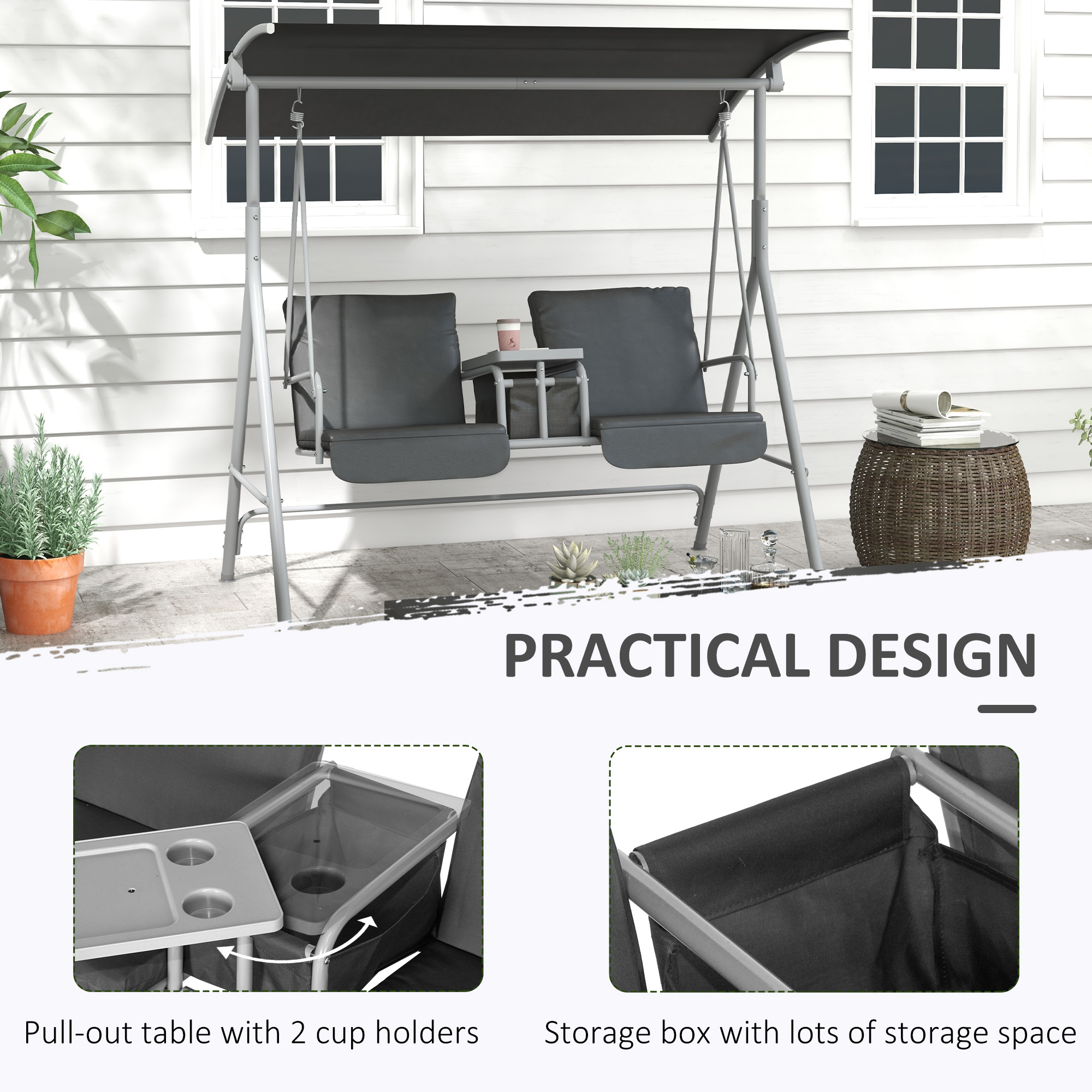 Canopy Porch Swing with Table, picture 4 of 4