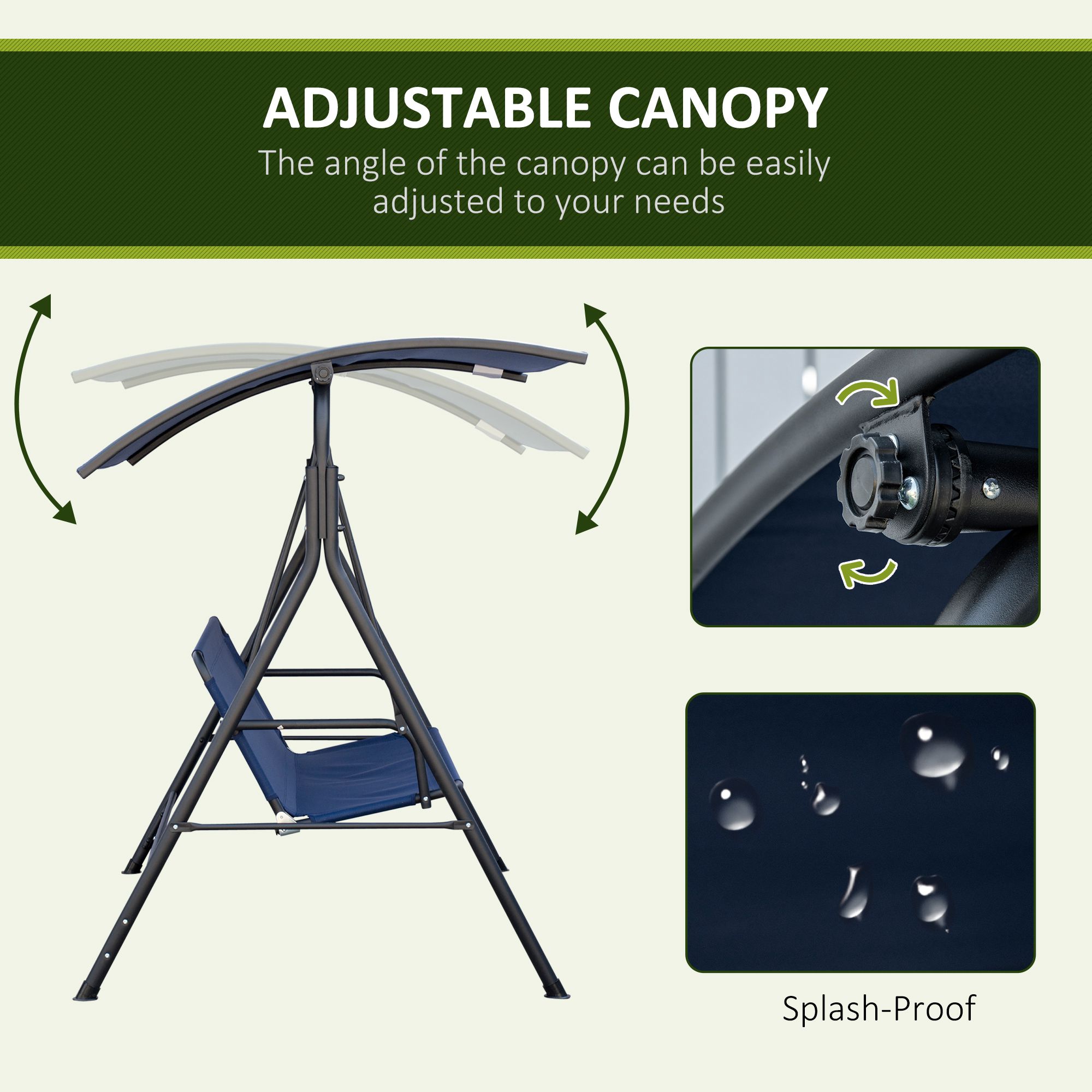 3-Person Porch Swing with Stand, picture 3 of 4
