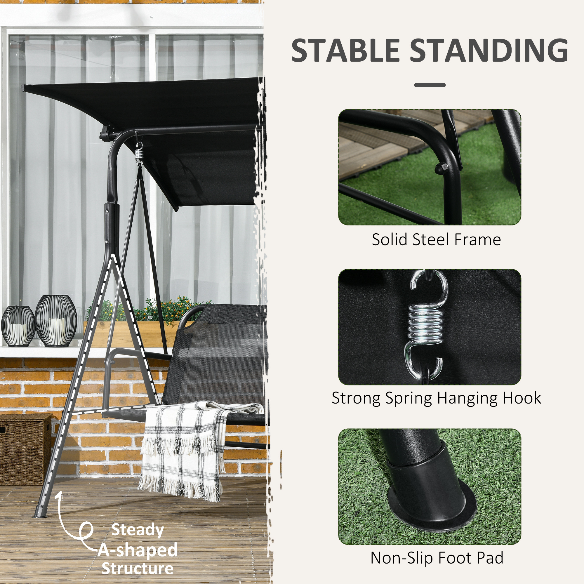 3-Seat Outdoor Patio Swing Chair, picture 2 of 4