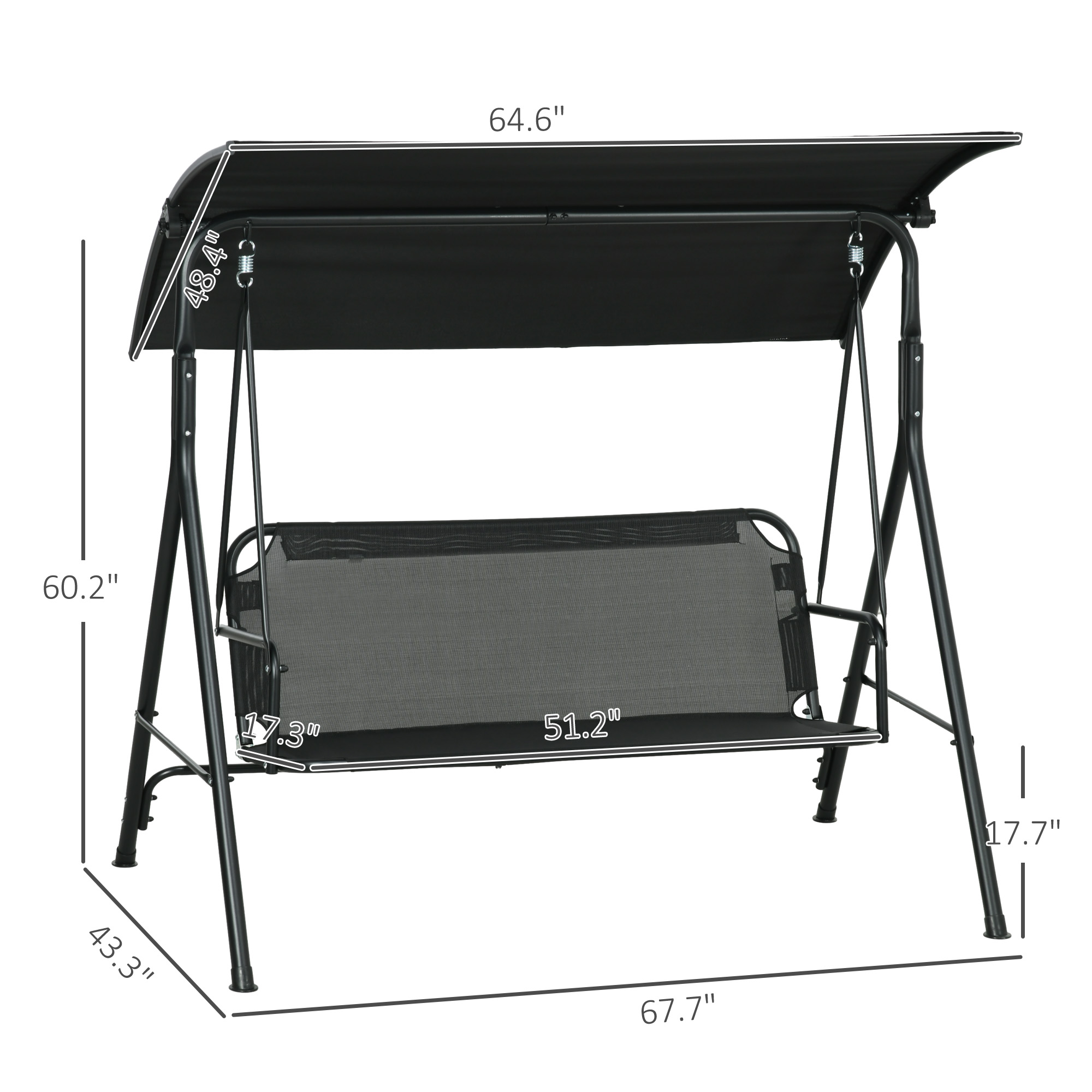 3-Seat Outdoor Patio Swing Chair, picture 4 of 4