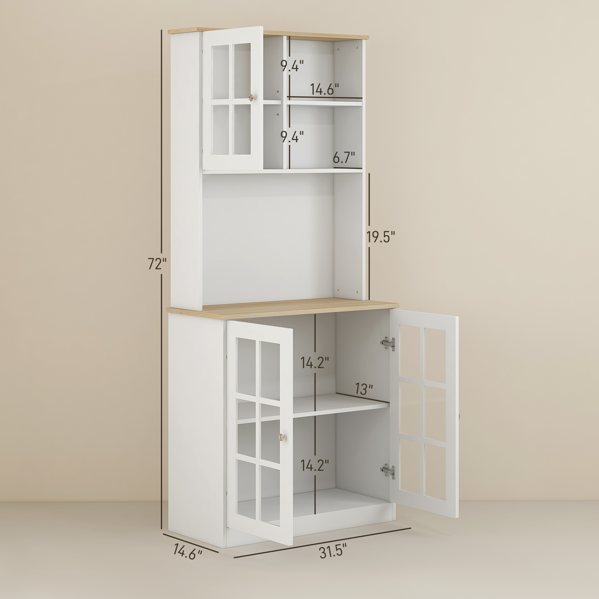 Freestanding Pantry Cabinet with Hutch, picture 2 of 4