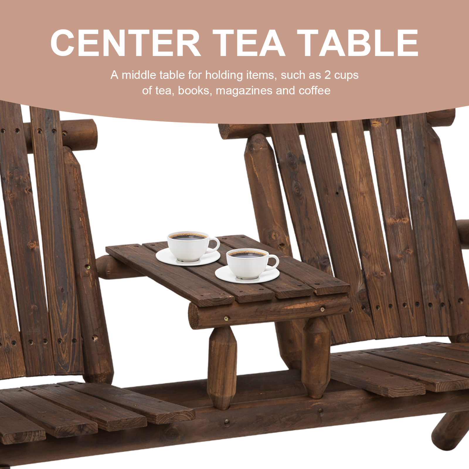 Wood Adirondack Patio Chair Bench, picture 4 of 4