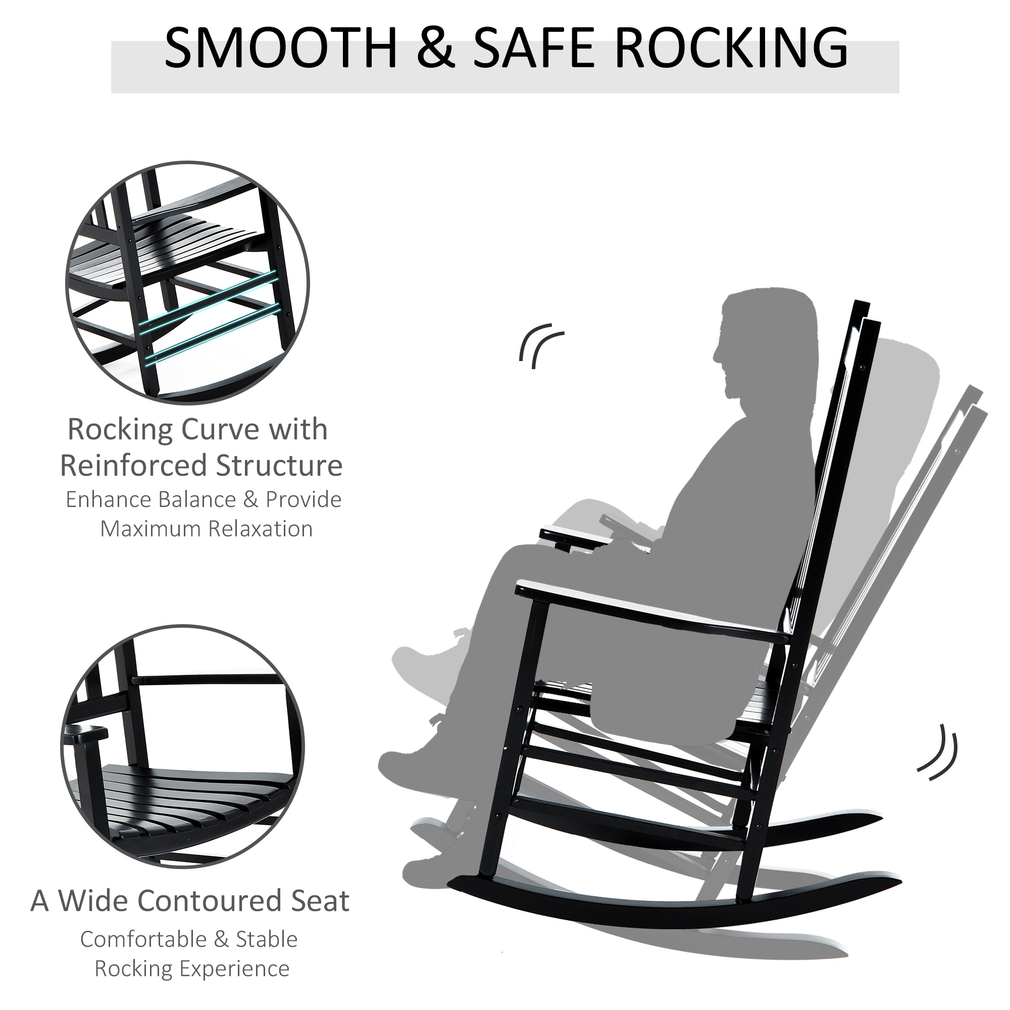 Wooden Outdoor Rocking Chair, picture 3 of 4