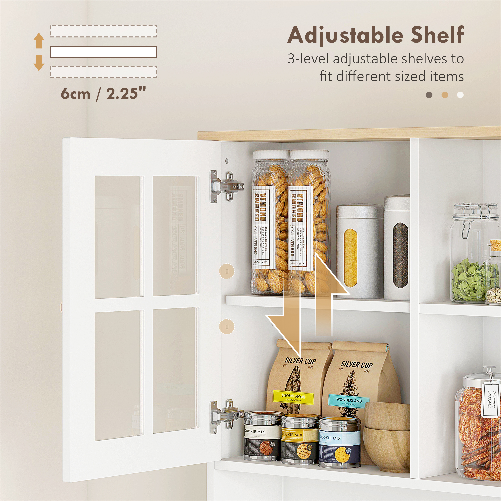 Freestanding Pantry Cabinet with Hutch, picture 4 of 4