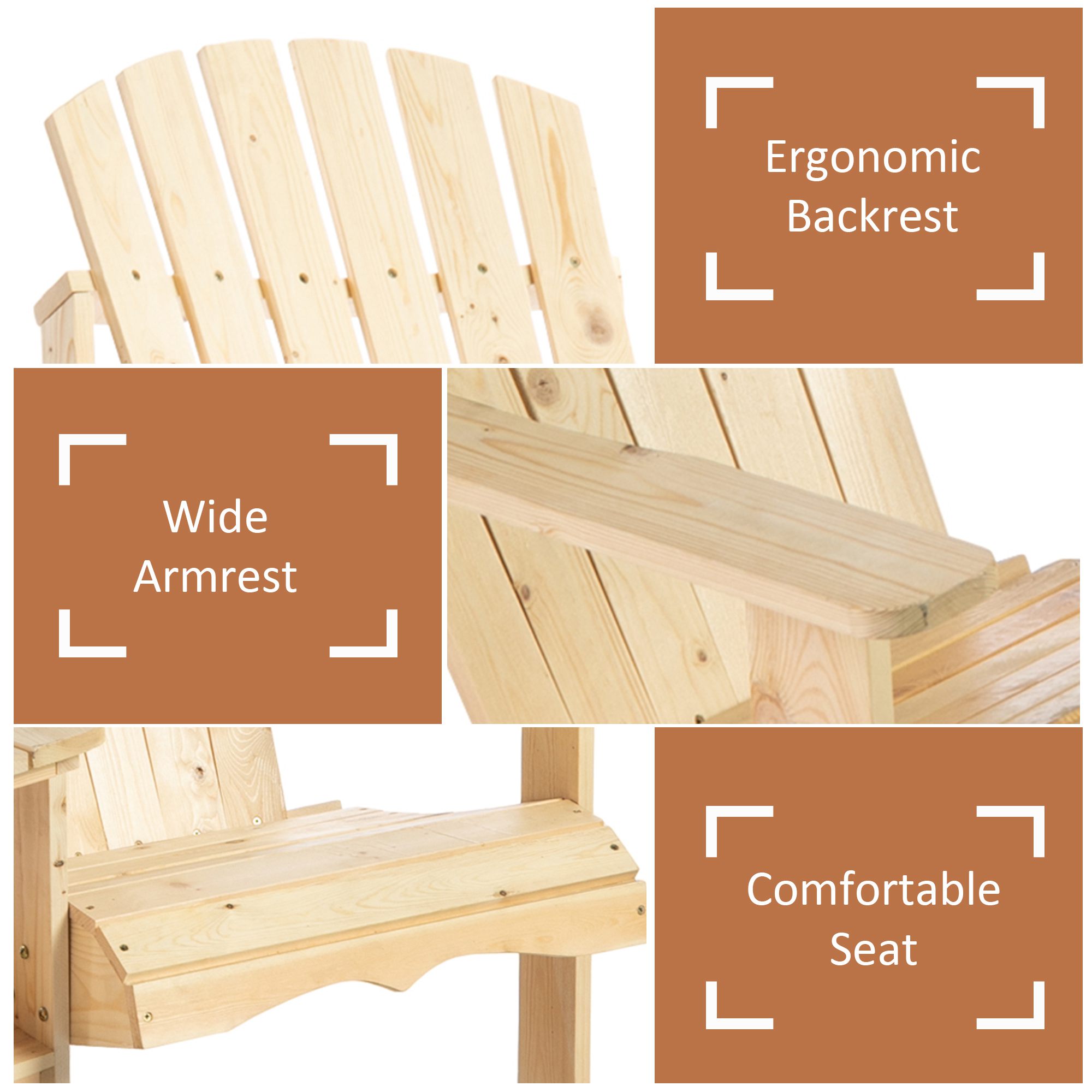 Wood Adirondack Bench with Table, picture 3 of 5