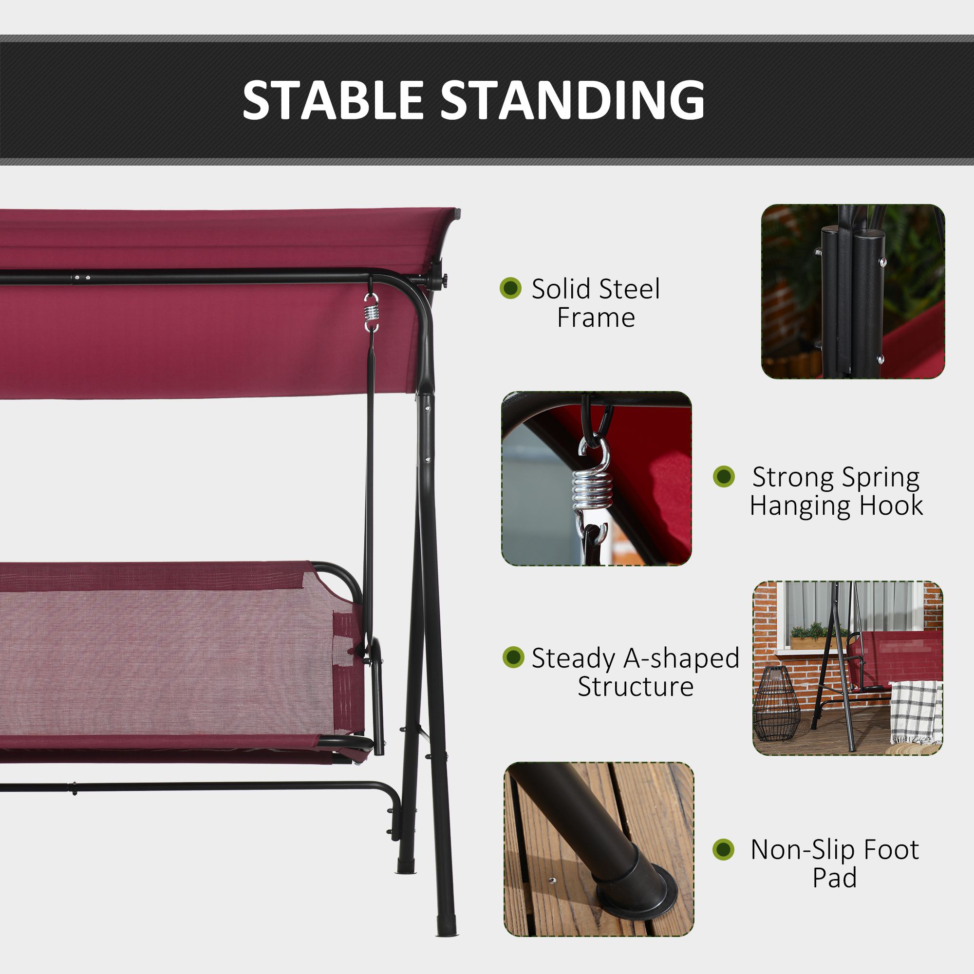 Steel Porch Swing with Stand, picture 3 of 4