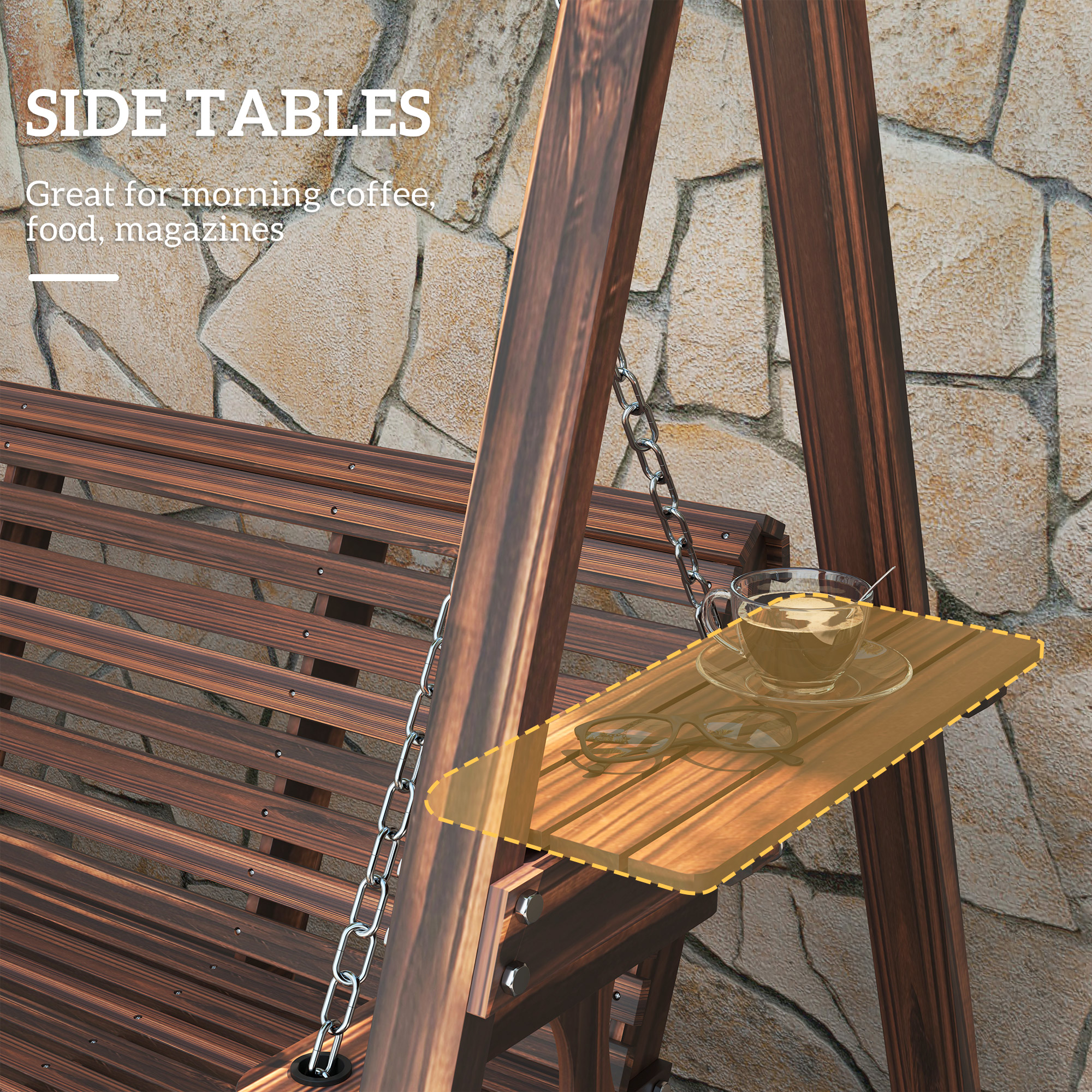 Wooden Porch Swing with Stand, picture 2 of 4