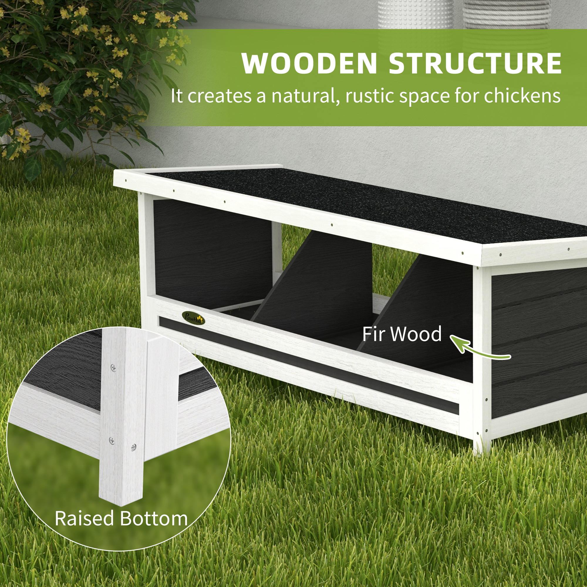Wood Nesting Boxes Chicken Coop Accessories For Up To 3 Chickens, With Asphalt Roof, Gray