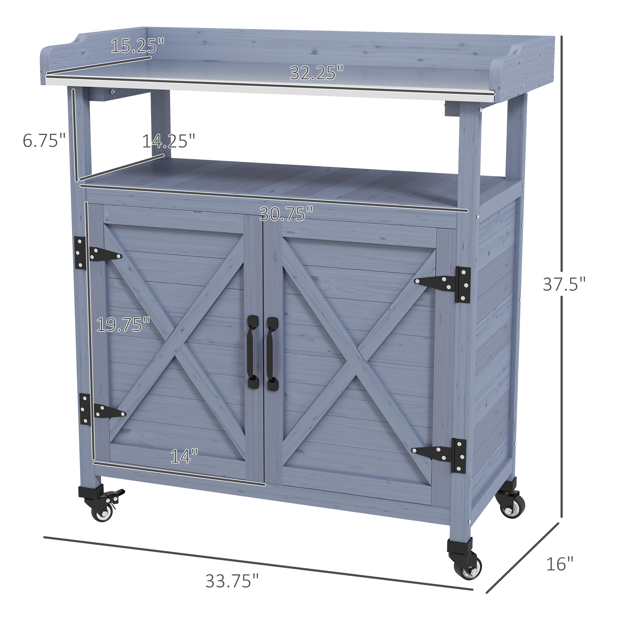 Wooden Potting Bench with Storage, picture 2 of 4