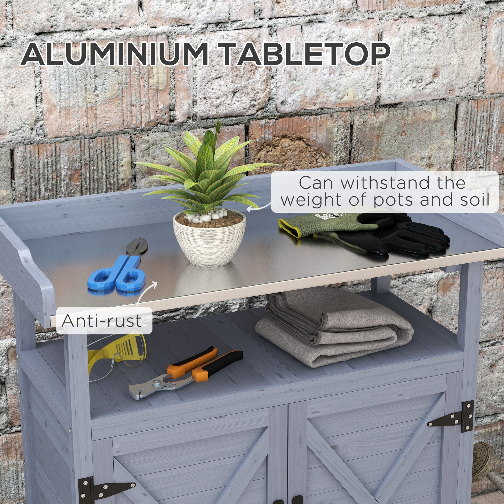 Wooden Potting Bench with Storage, picture 4 of 4